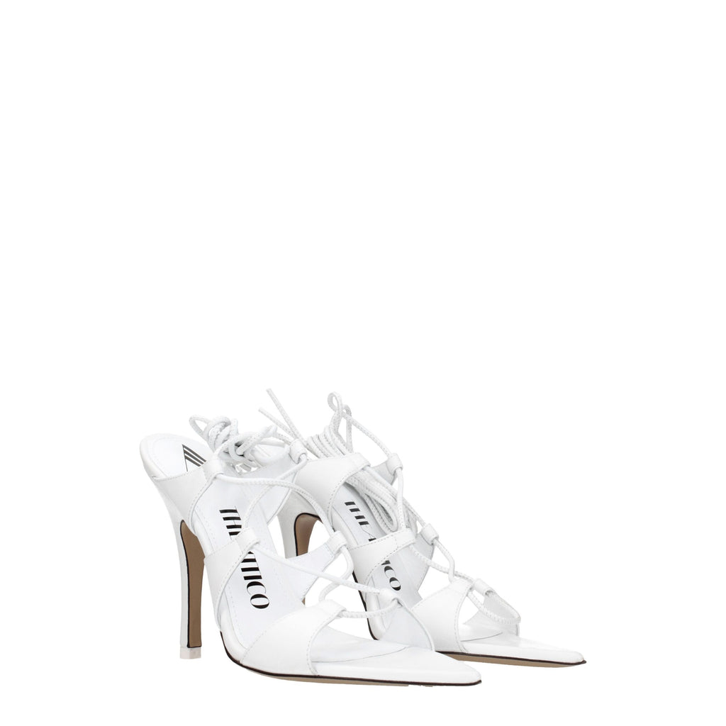The Attico White Leather Stiletto Heels Sandals
