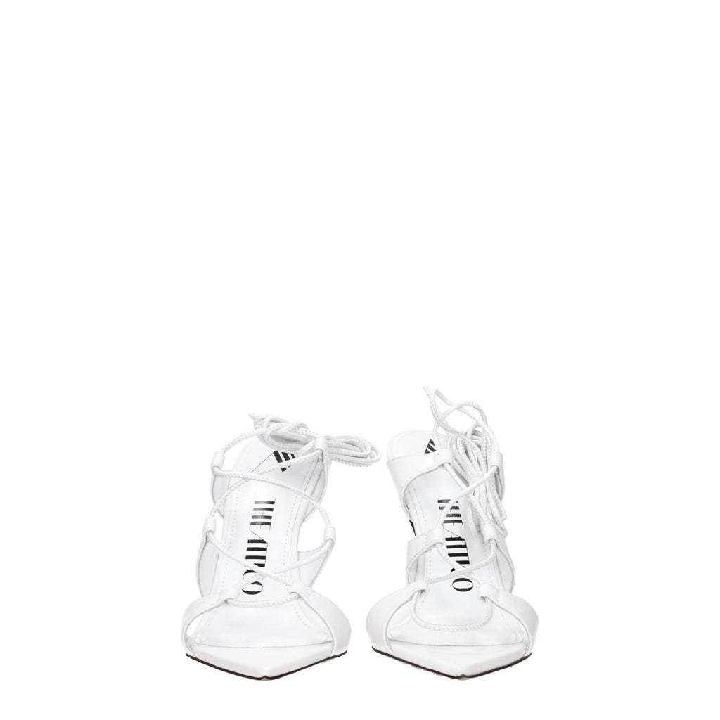 The Attico White Leather Stiletto Heels Sandals