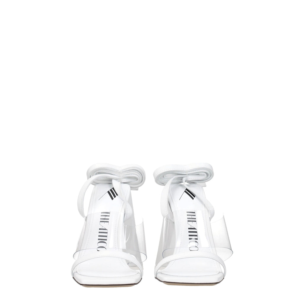 The Attico White Leather Stiletto Heels Sandals