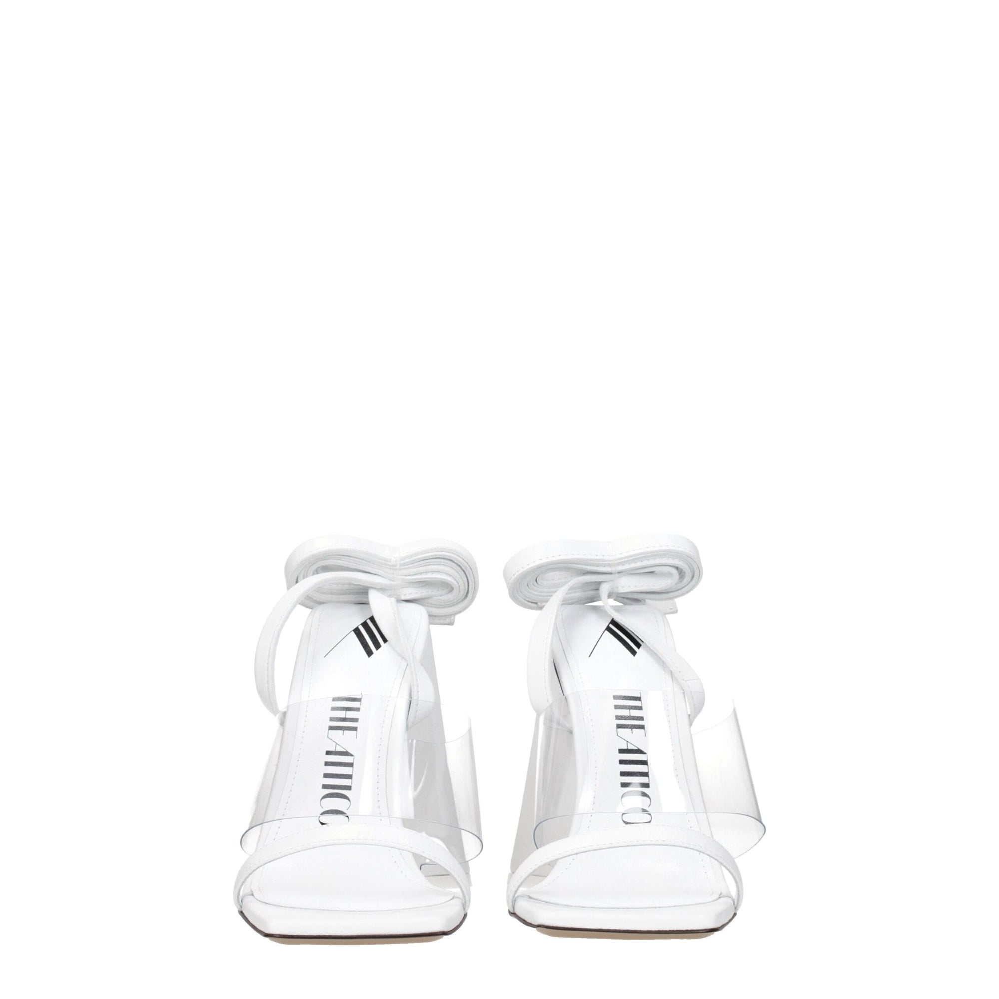 The Attico White Leather Stiletto Heels Sandals