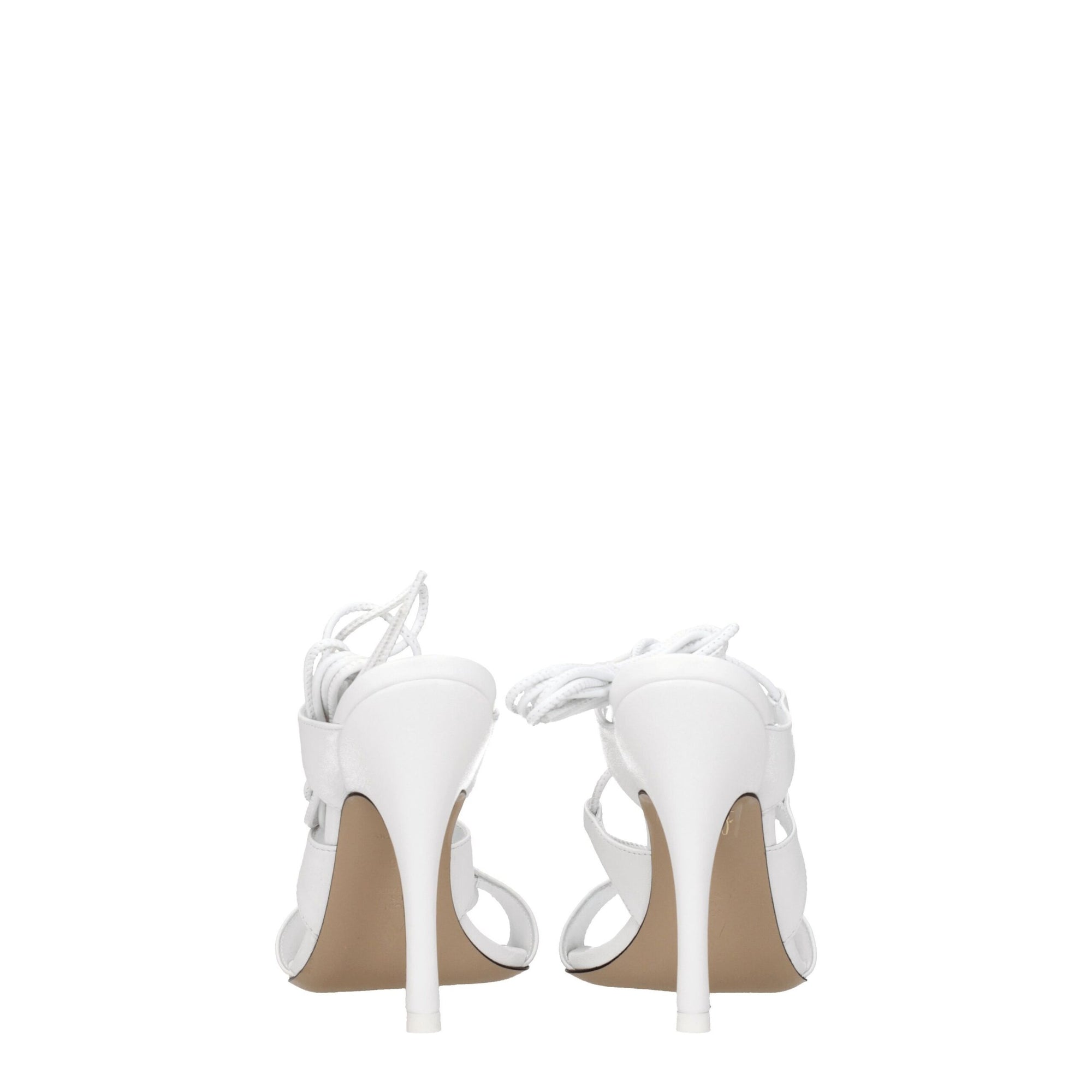 The Attico White Leather Stiletto Heels Sandals
