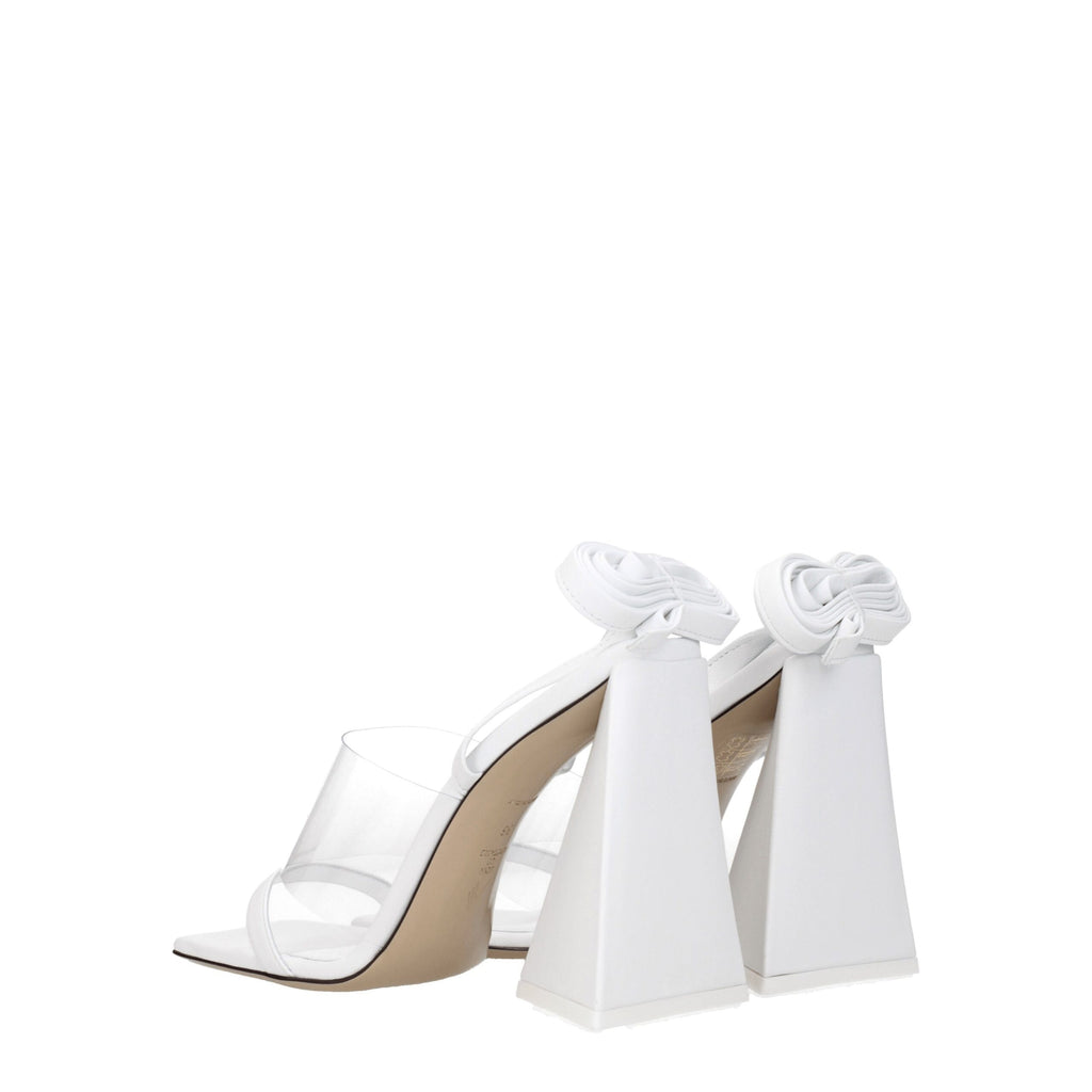 The Attico White Leather Stiletto Heels Sandals