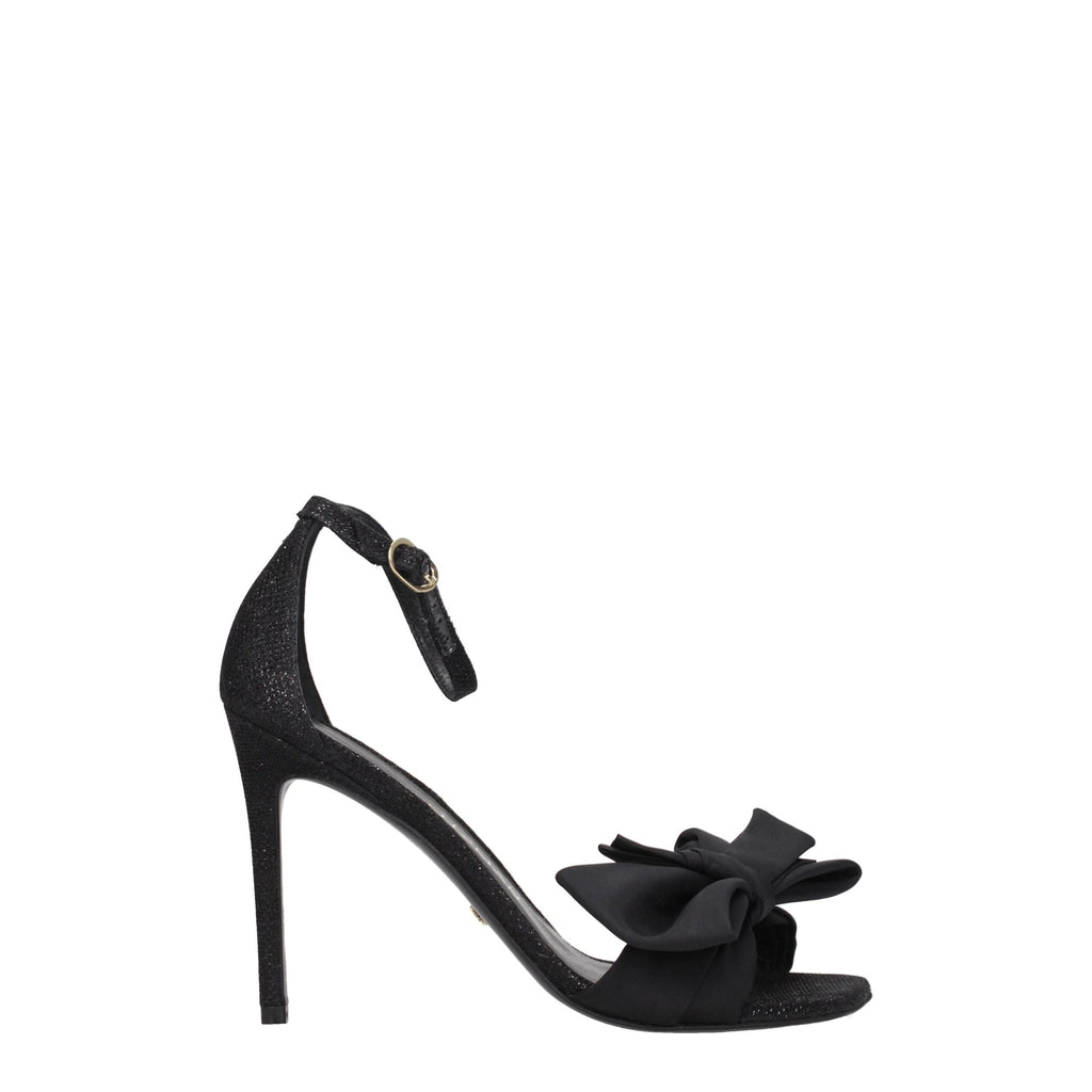 Stuart Weitzman Black Satin Stiletto Heels Sandals