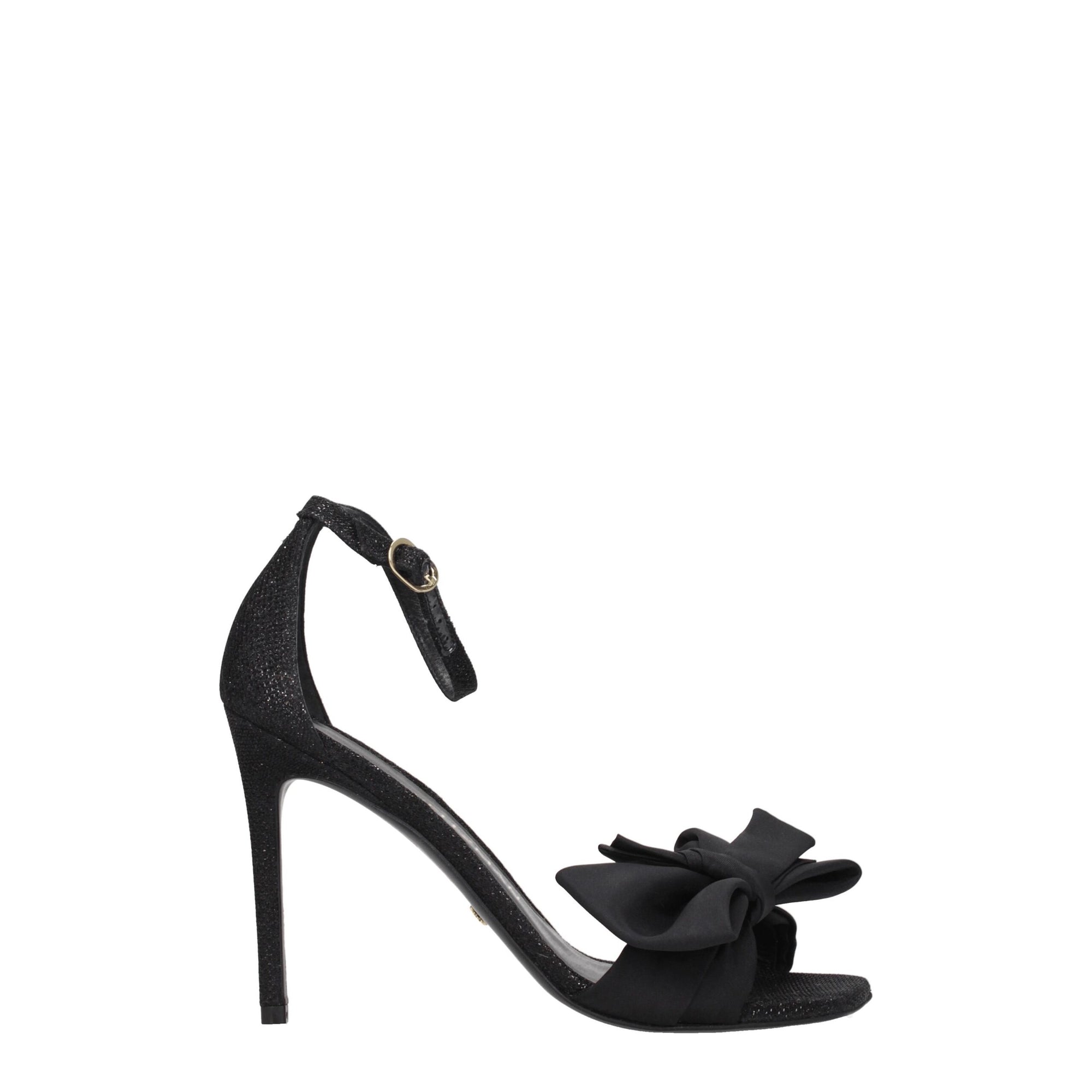 Stuart Weitzman Black Satin Stiletto Heels Sandals
