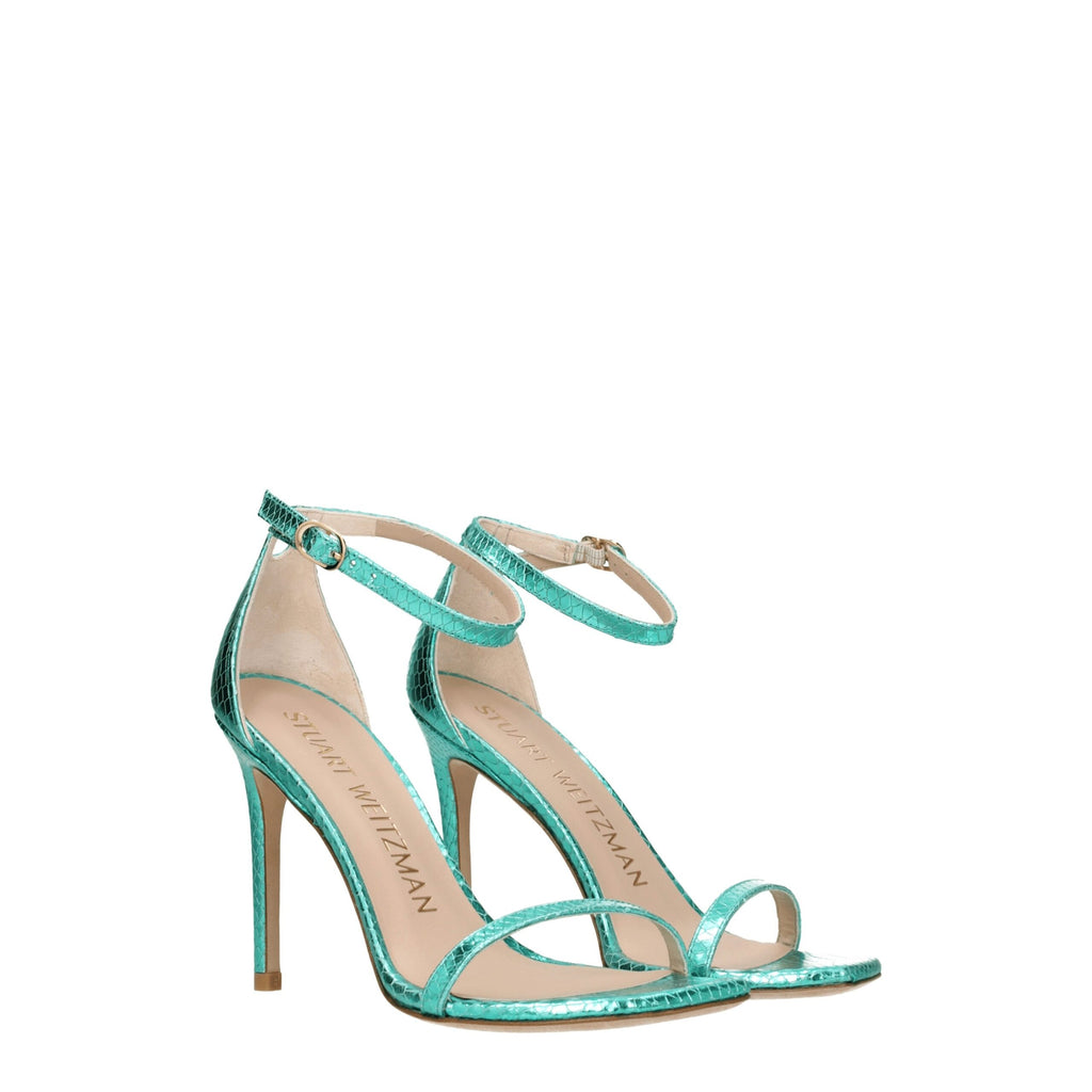Stuart Weitzman Green Leather Stiletto Heels Sandals