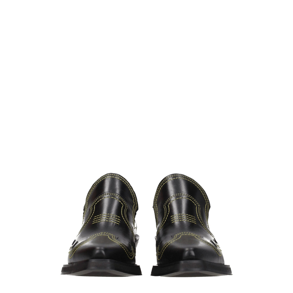 Ganni Black Leather Slippers Sandals