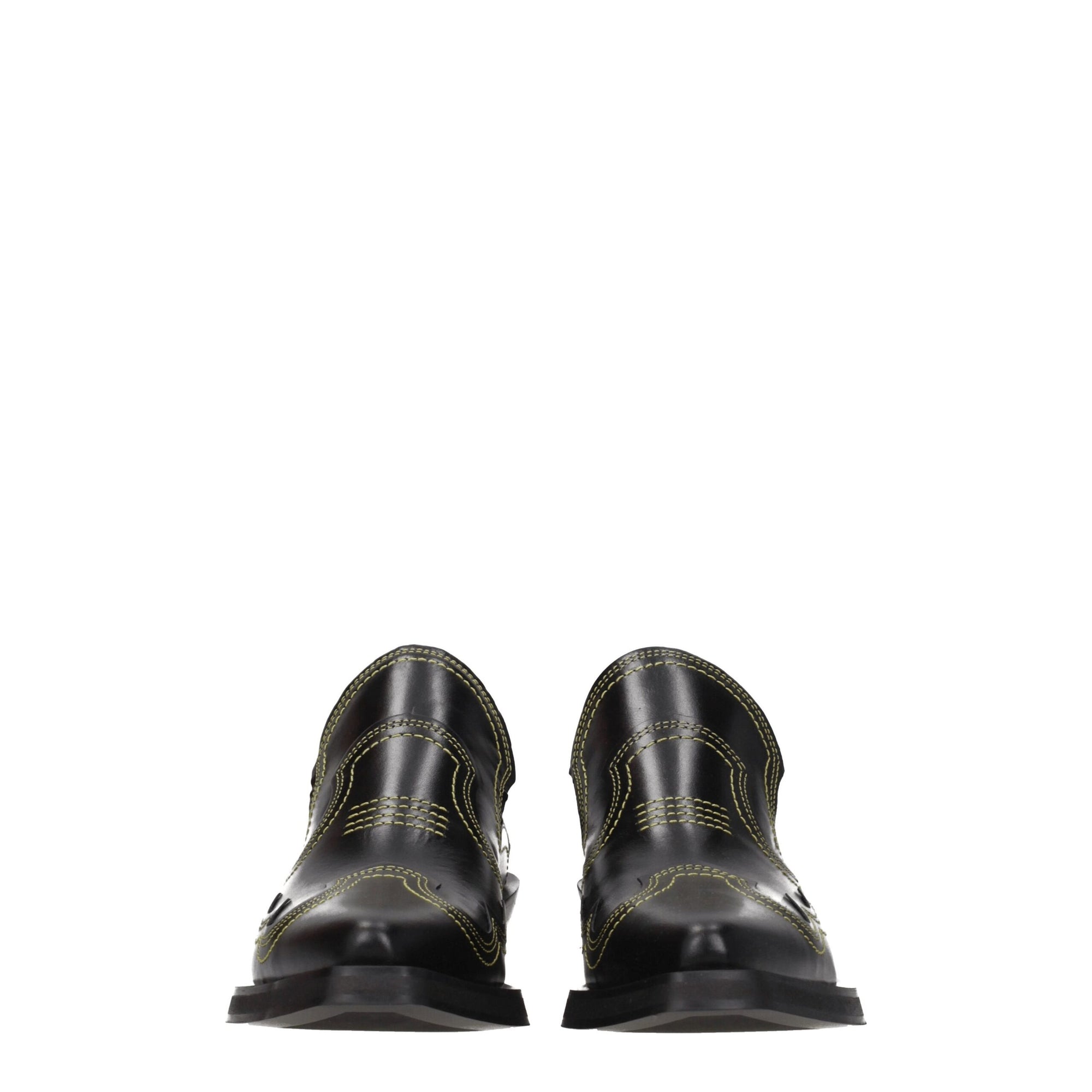 Ganni Black Leather Slippers Sandals