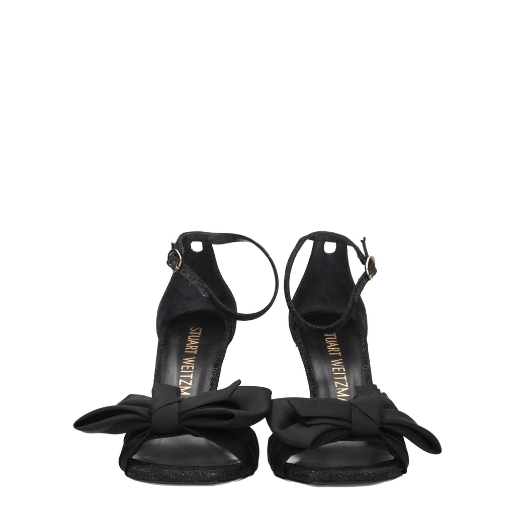 Stuart Weitzman Black Satin Stiletto Heels Sandals