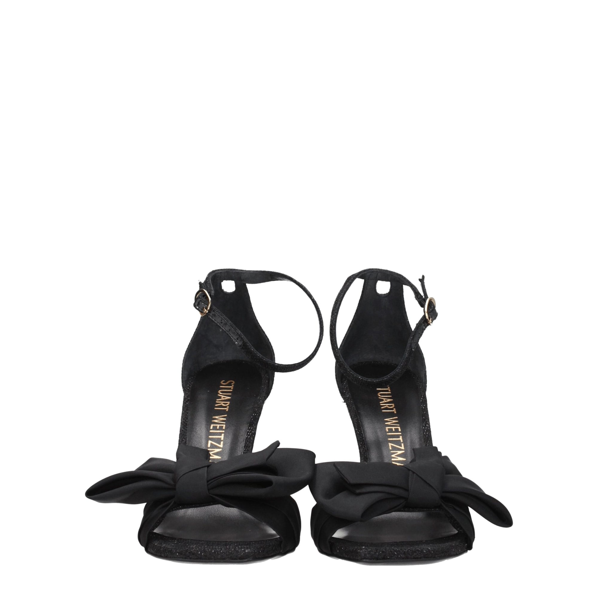 Stuart Weitzman Black Satin Stiletto Heels Sandals
