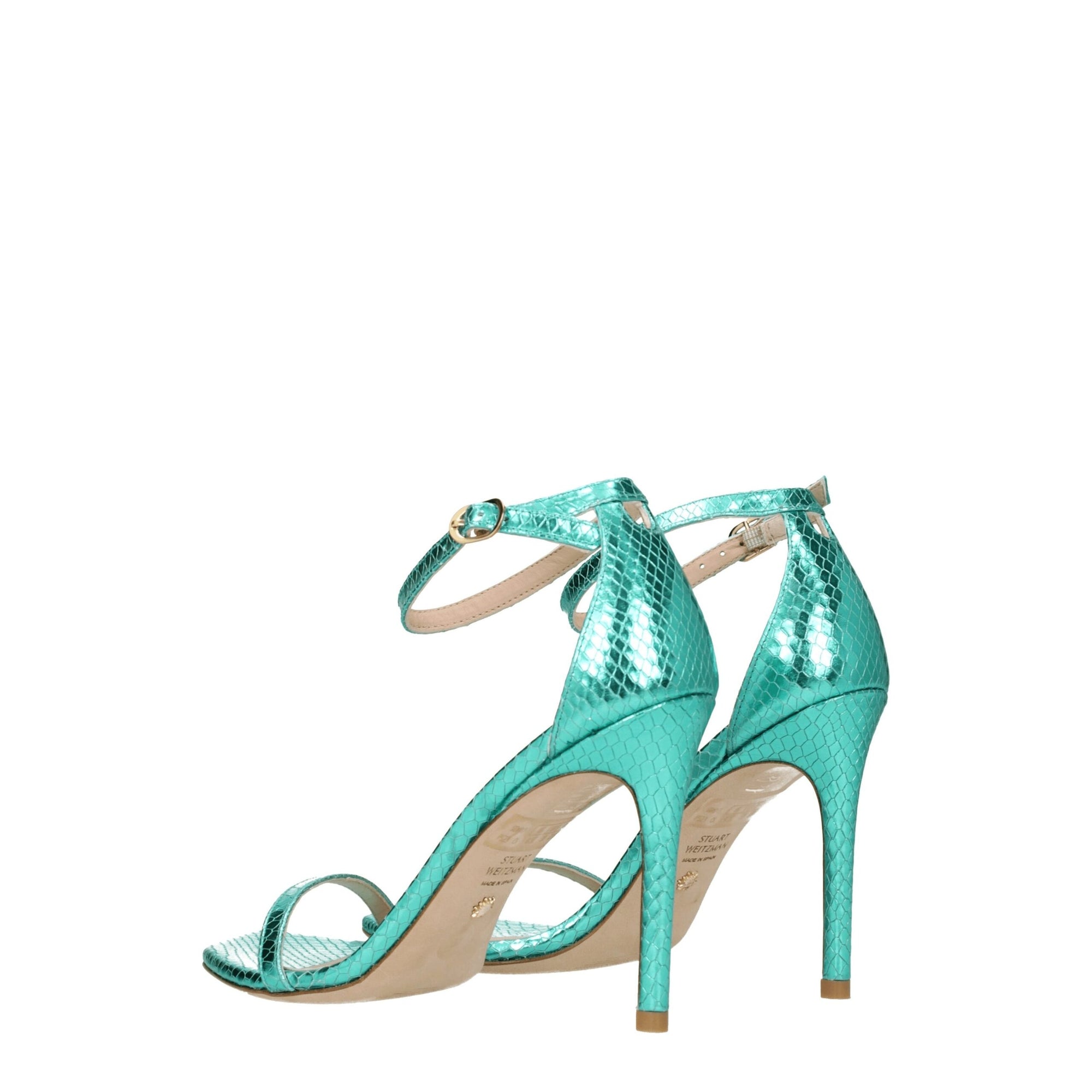 Stuart Weitzman Green Leather Stiletto Heels Sandals