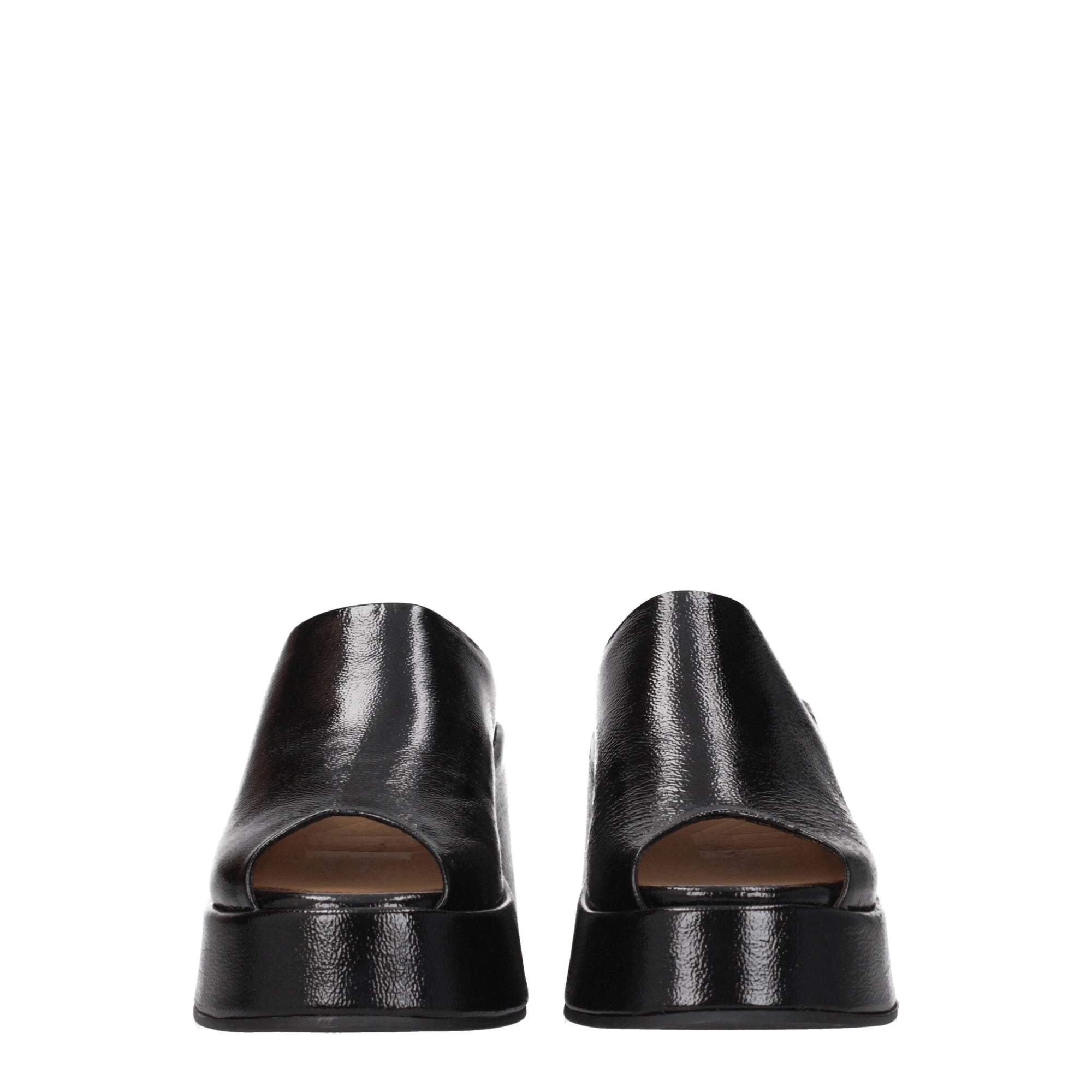 Ganni Black Leather Slippers Sandals