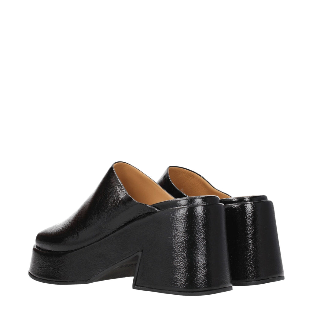 Ganni Black Leather Slippers Sandals