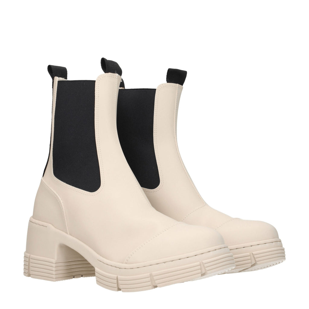 Ganni Gray Cotton Ankle Boots