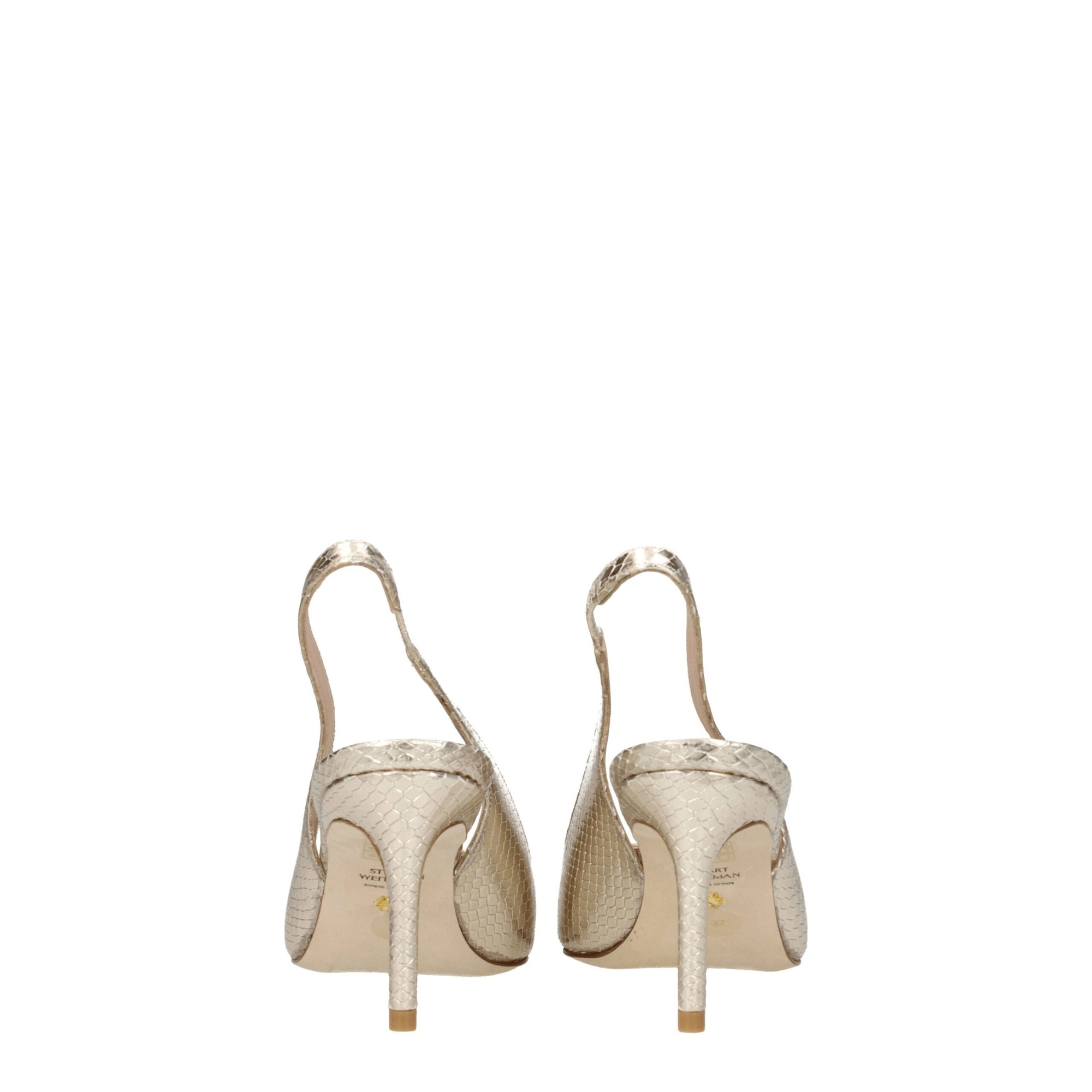 Stuart Weitzman Gold Leather High Heel Pumps