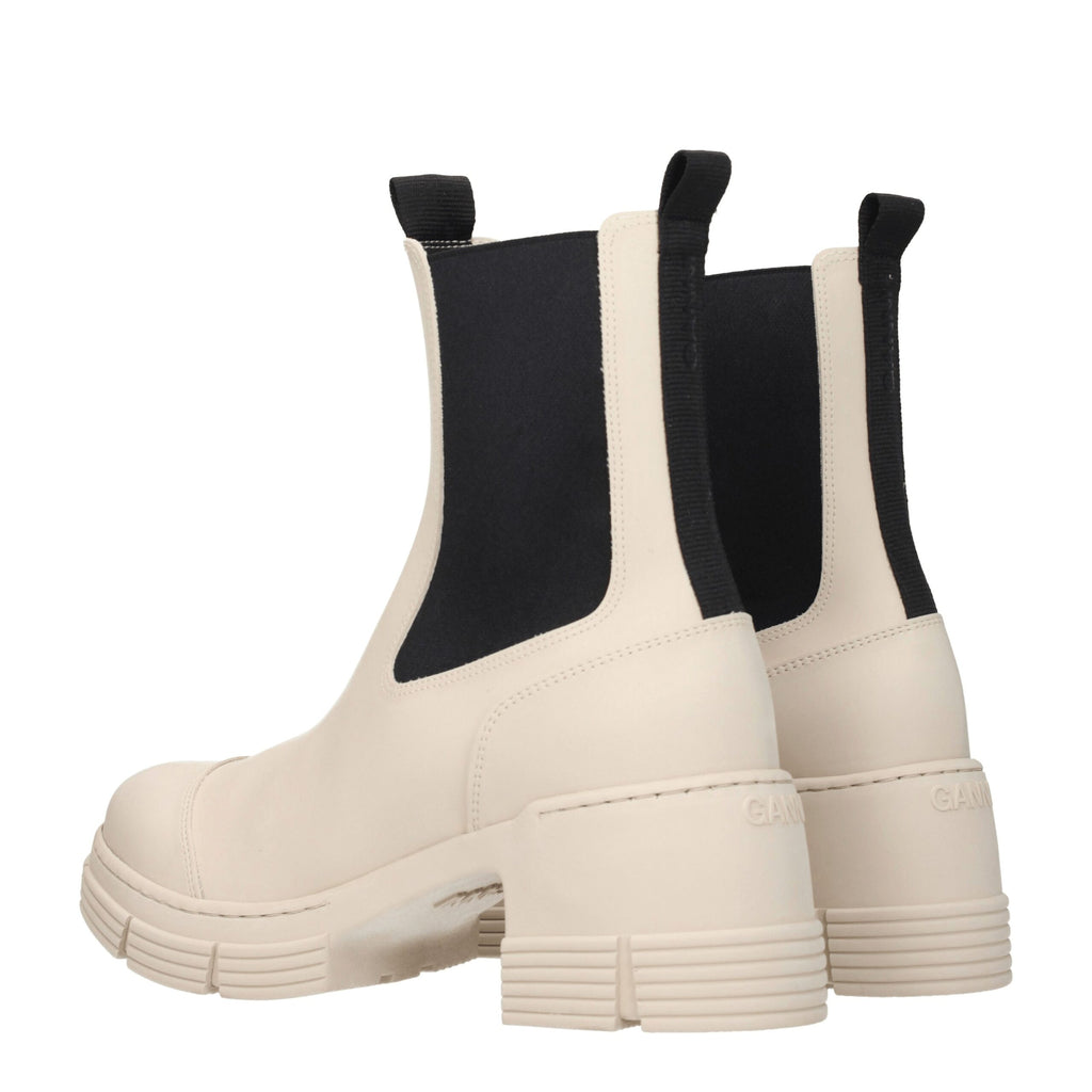 Ganni Gray Cotton Ankle Boots