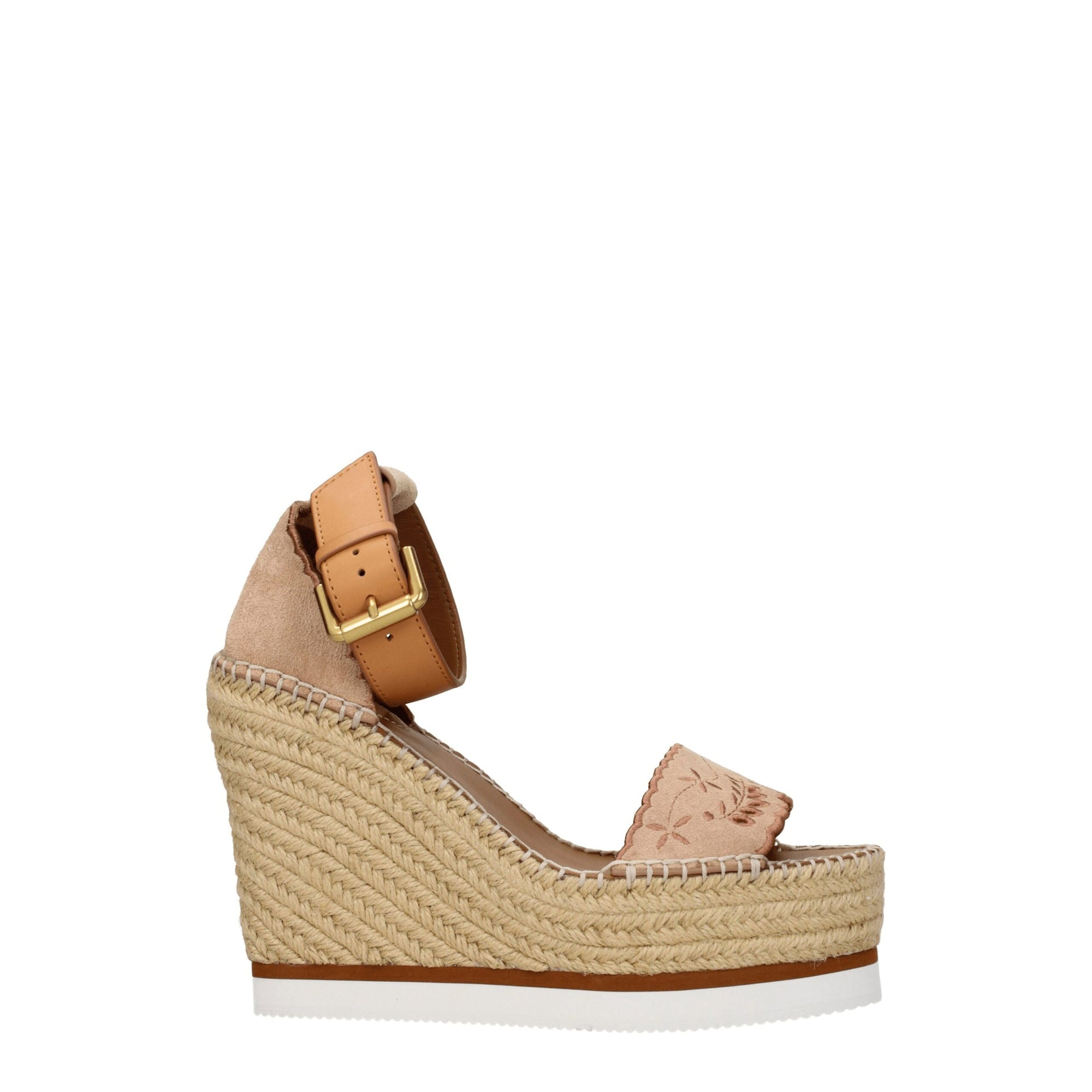 See By Chloé Beige Leather Wedges Sandals