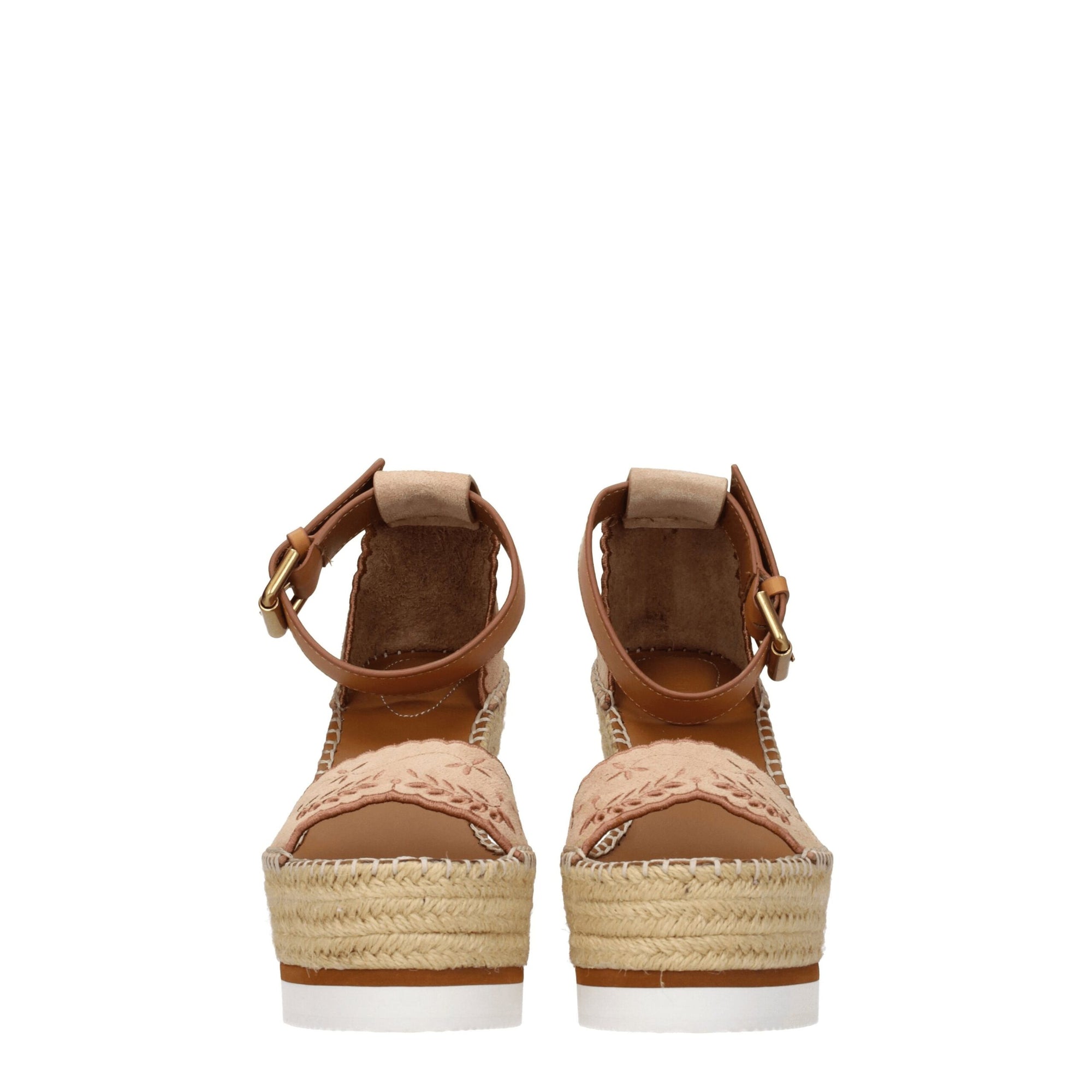 See By Chloé Beige Leather Wedges Sandals