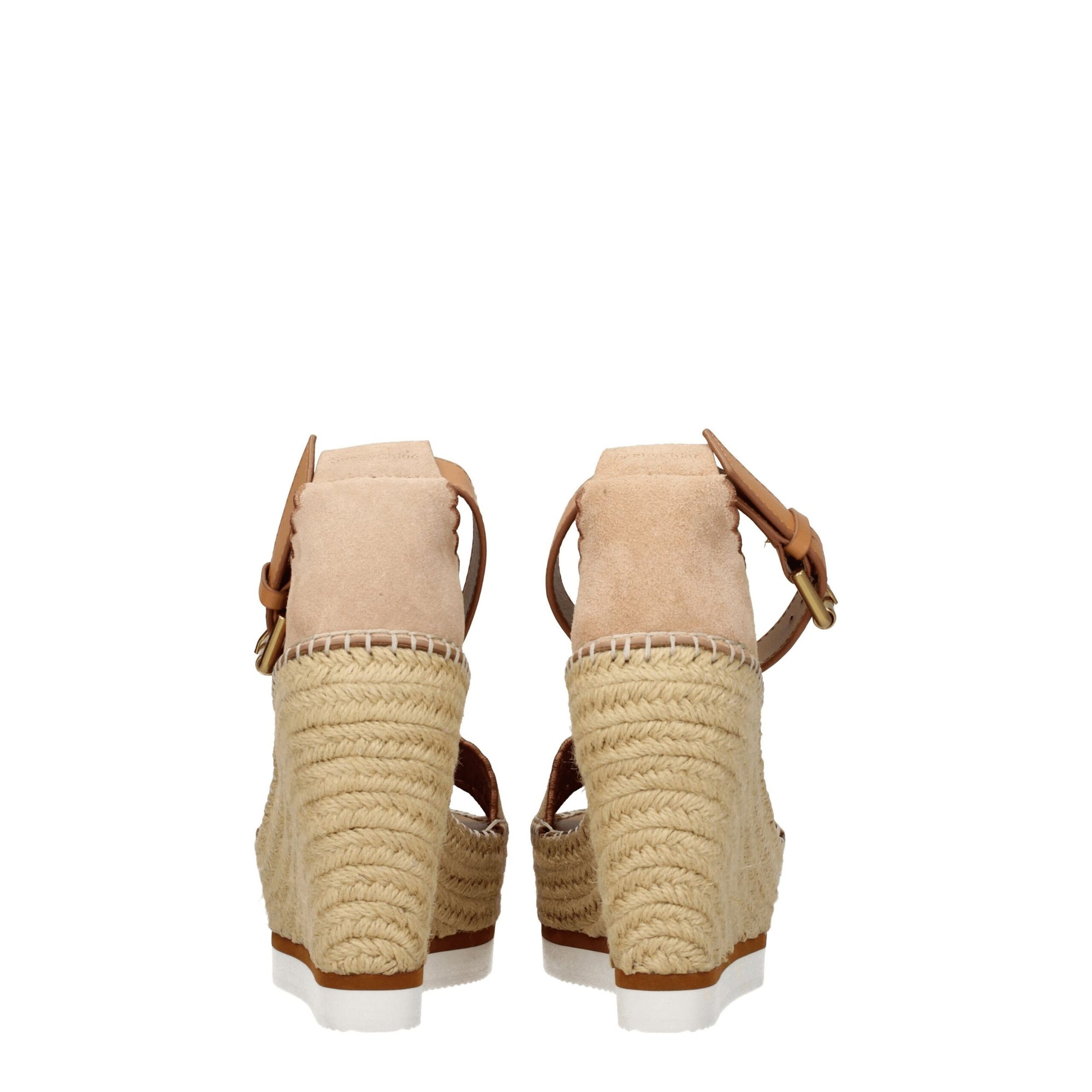 See By Chloé Beige Leather Wedges Sandals
