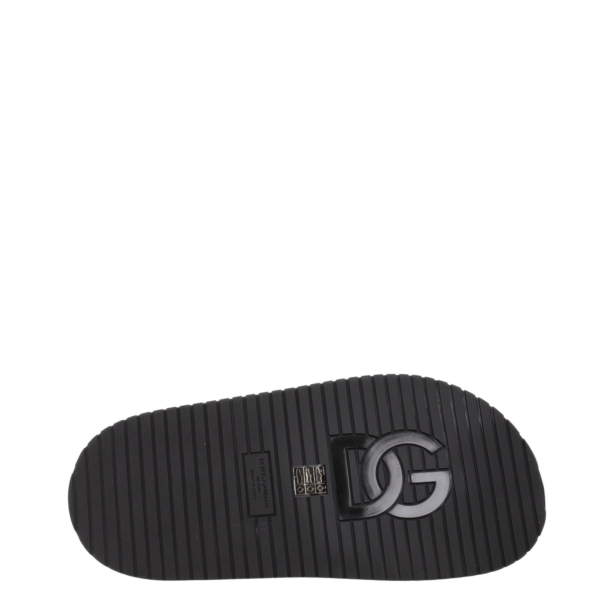 Dolce & Gabbana Black Leather Slippers Sandals