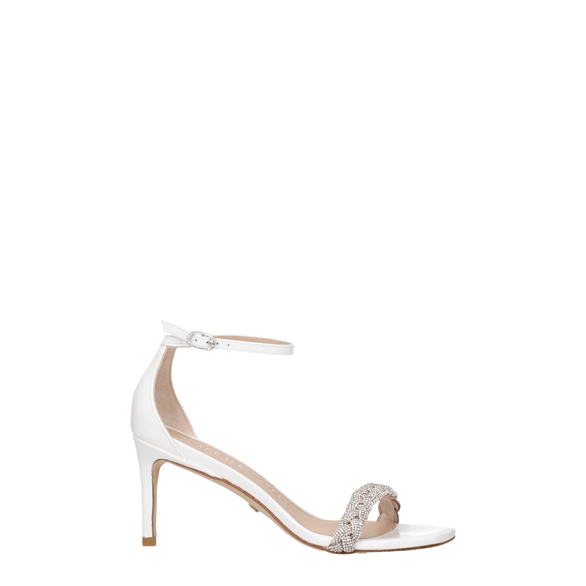 Stuart Weitzman White Leather Stiletto Heels Sandals
