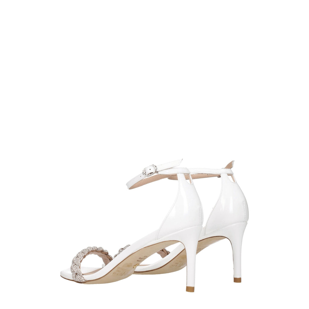 Stuart Weitzman White Leather Stiletto Heels Sandals