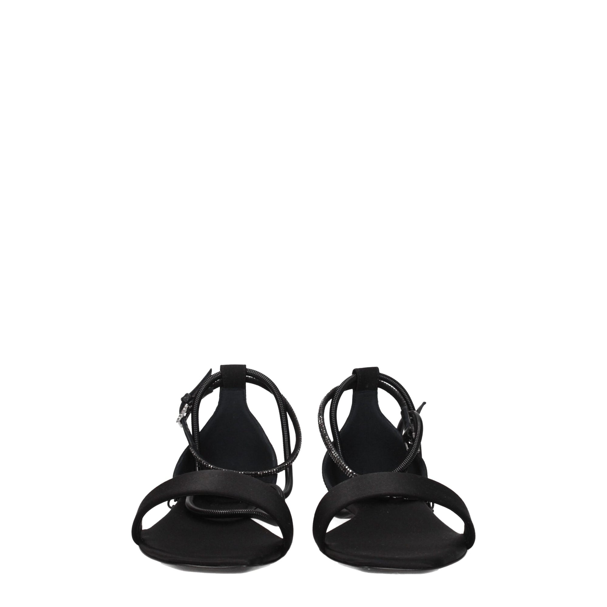 Max Mara Black Satin Flat Sandals