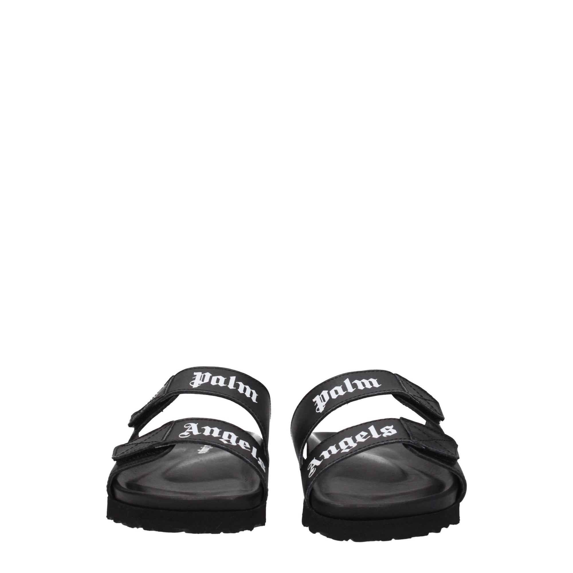Palm Angels Black Leather Flat Sandals