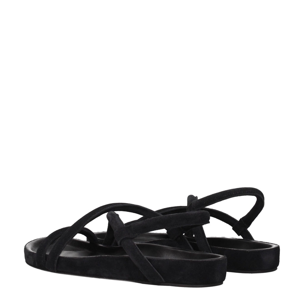 Isabel Marant Black Leather Flat Sandals