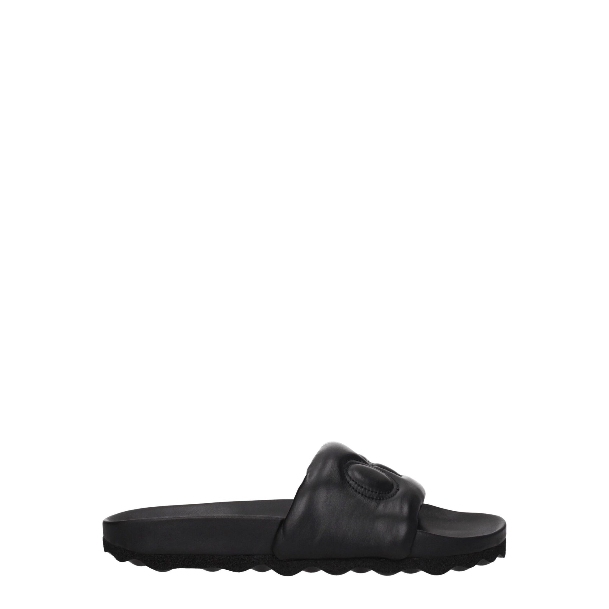 Off-White Black Leather Slippers Sandals