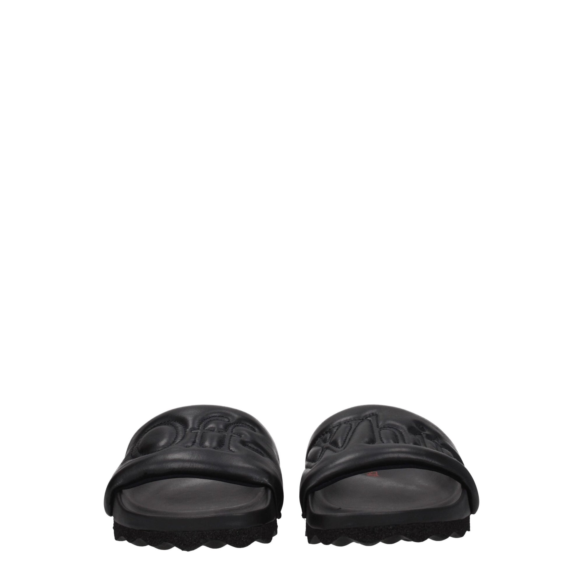 Off-White Black Leather Slippers Sandals