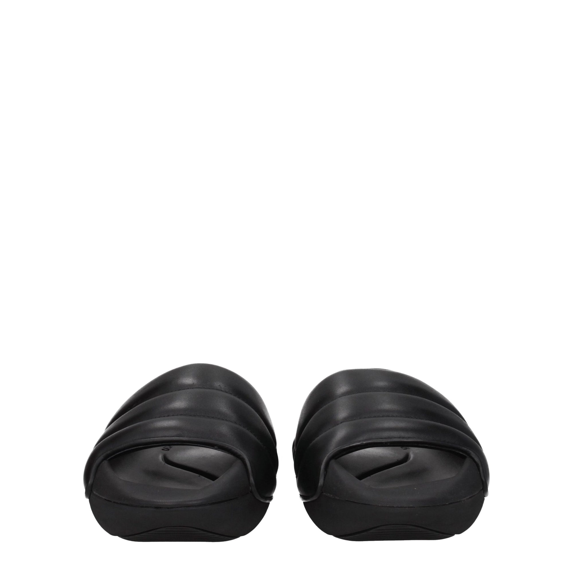 Balmain Black Leather Slippers Sandals