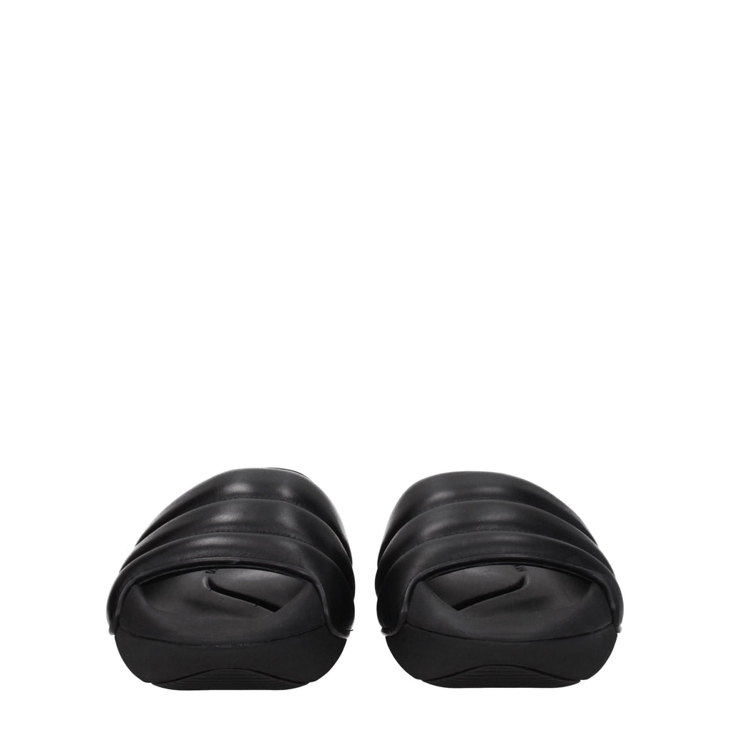 Balmain Black Leather Slippers Sandals
