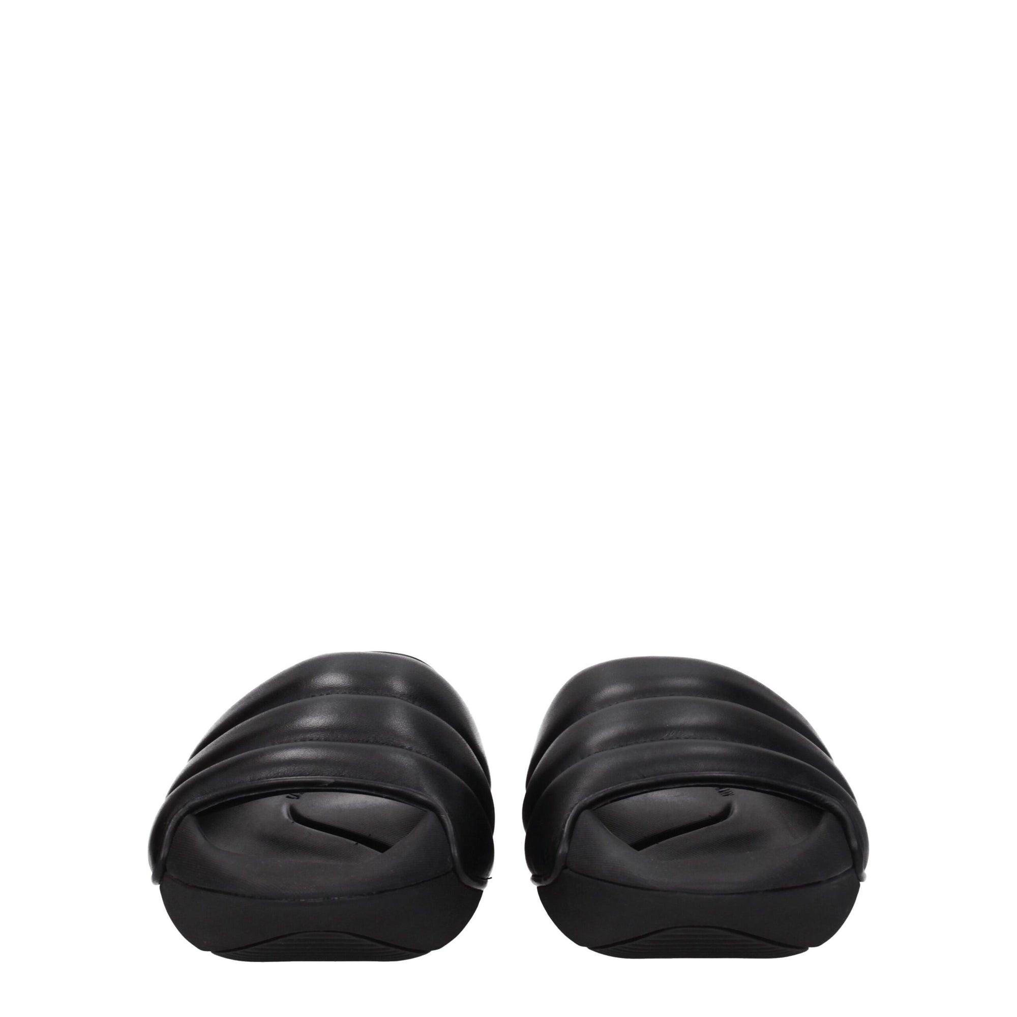 Balmain Black Leather Slippers Sandals
