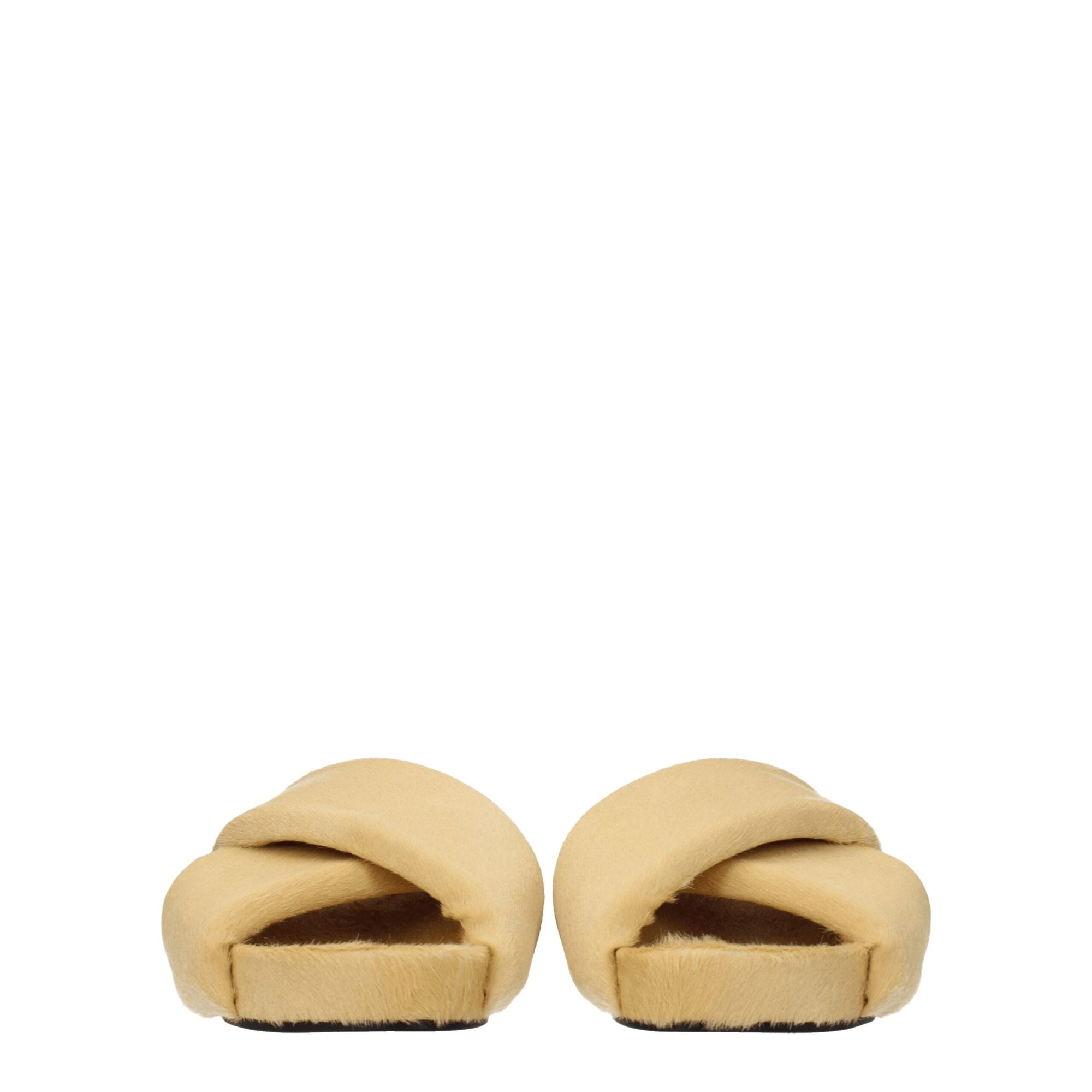 Jil Sander Beige Horsehair Slippers Sandals