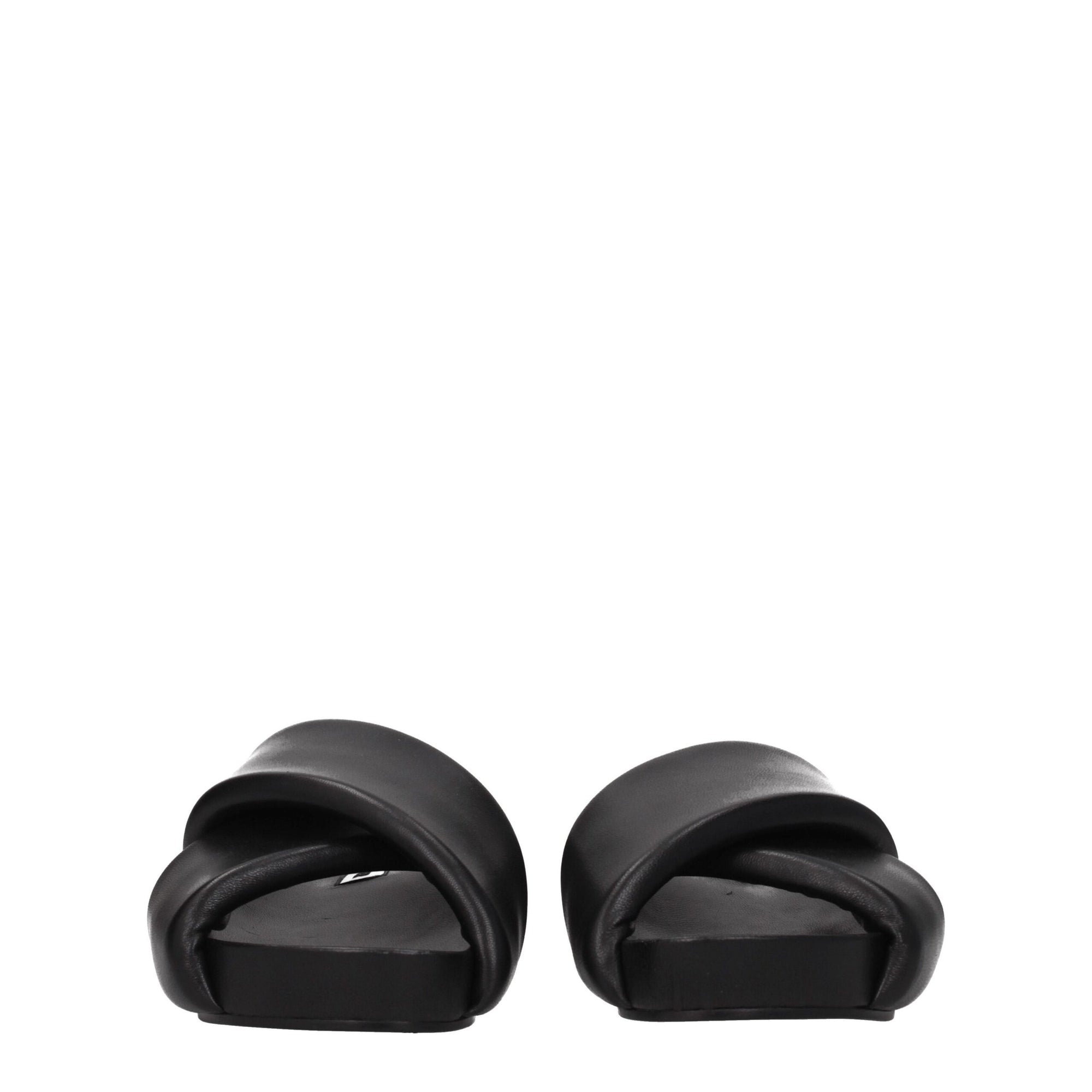 Jil Sander Black Leather Slippers Sandals