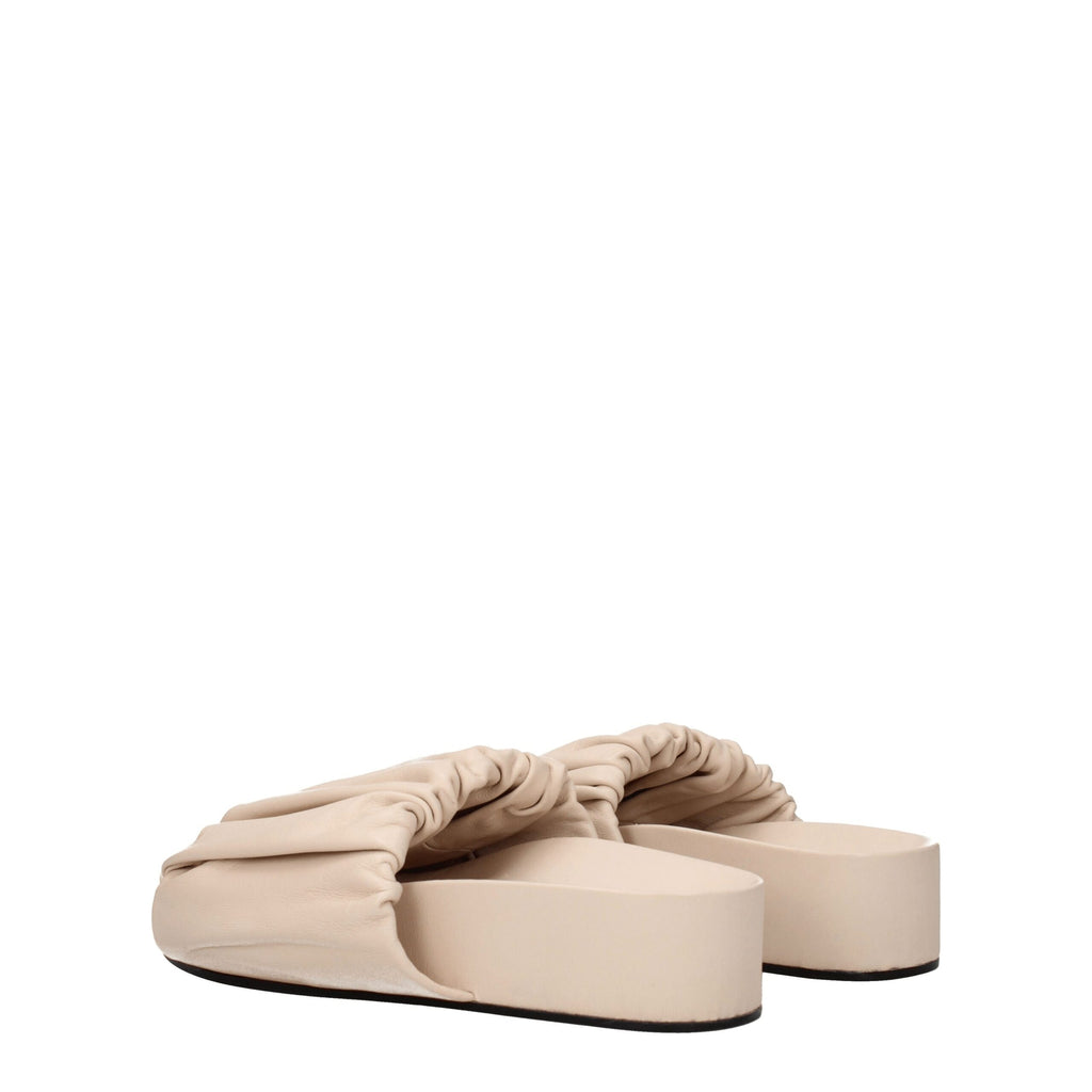 Jil Sander Pink Leather Slippers Sandals