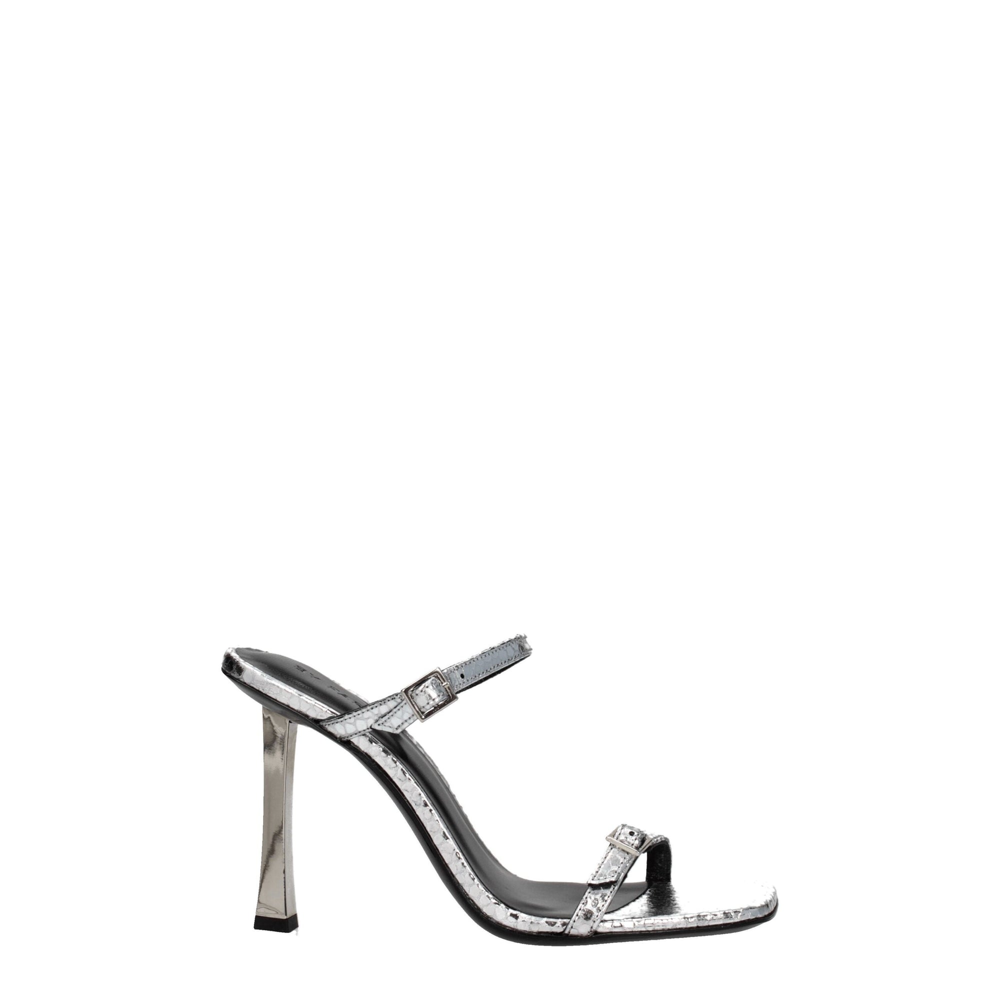 BY FAR Gray Leather Stiletto Heels Sandals
