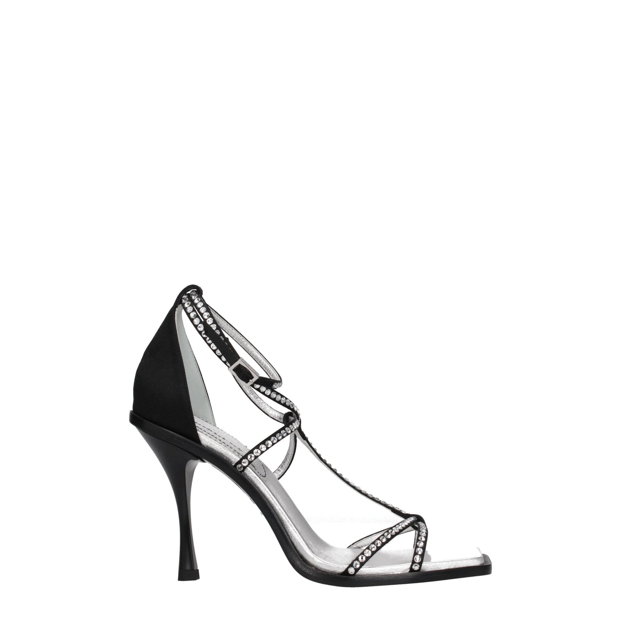 Dsquared² Black Satin Stiletto Heels Sandals
