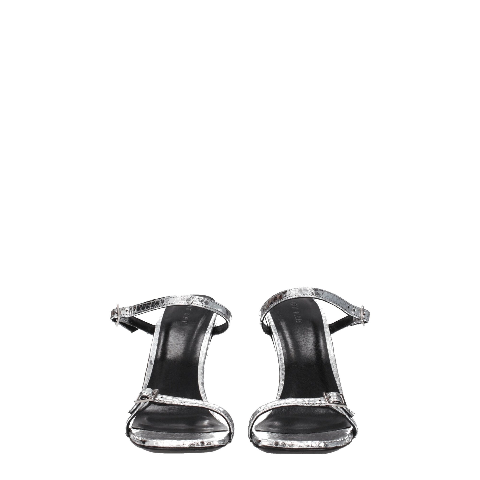 BY FAR Gray Leather Stiletto Heels Sandals