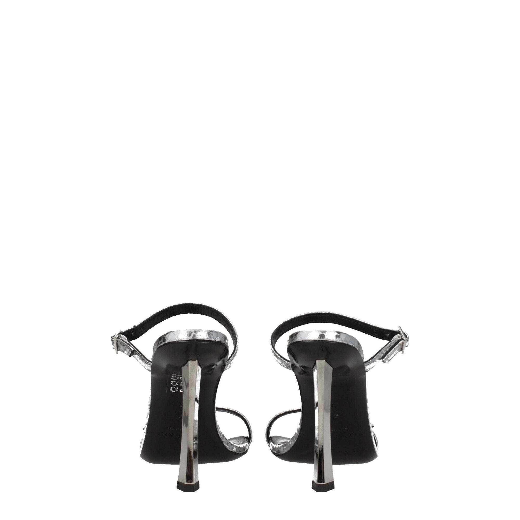 BY FAR Gray Leather Stiletto Heels Sandals