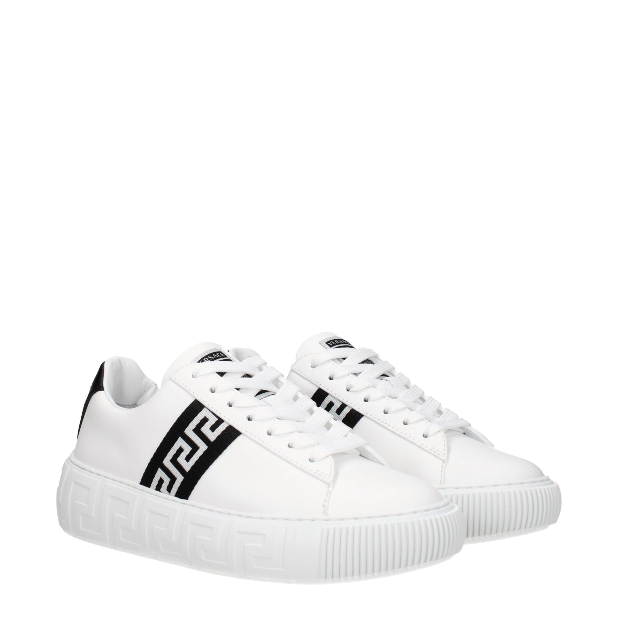 Versace White Leather Low Tops