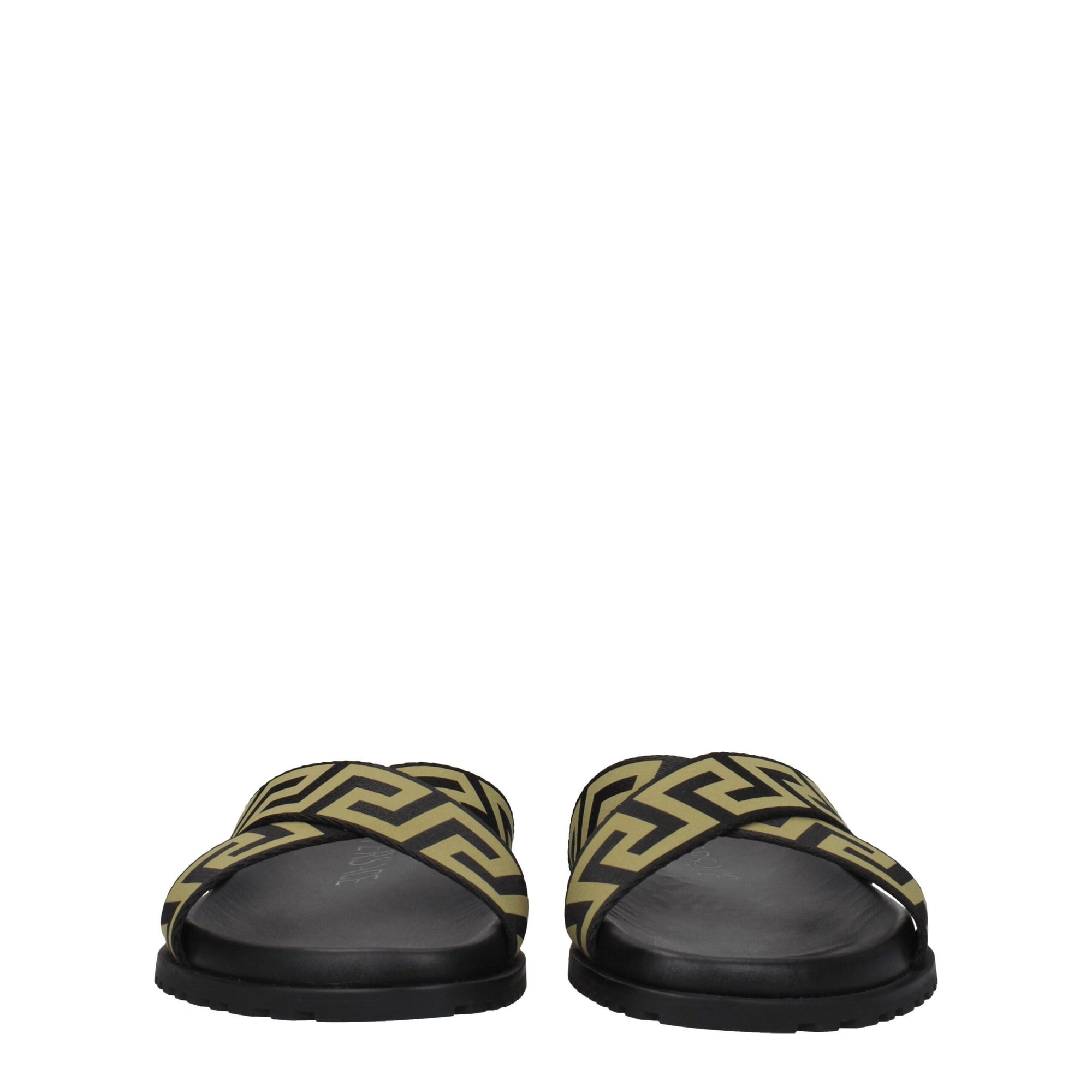 Versace Black Fabric Slippers Sandals