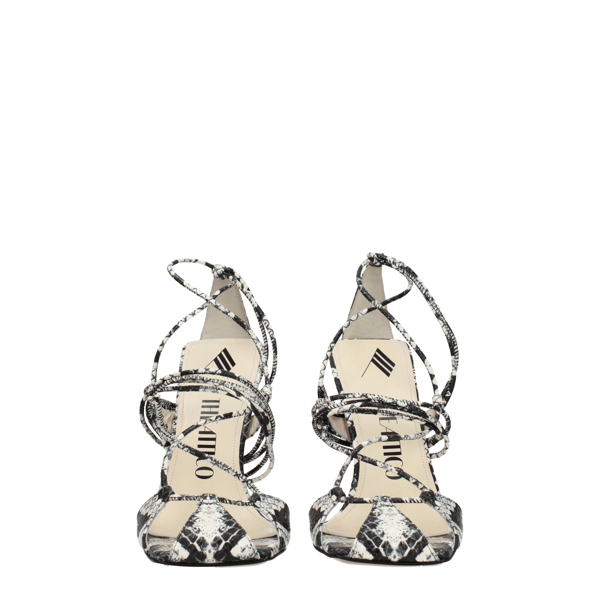 The Attico White Leather Stiletto Heels Sandals