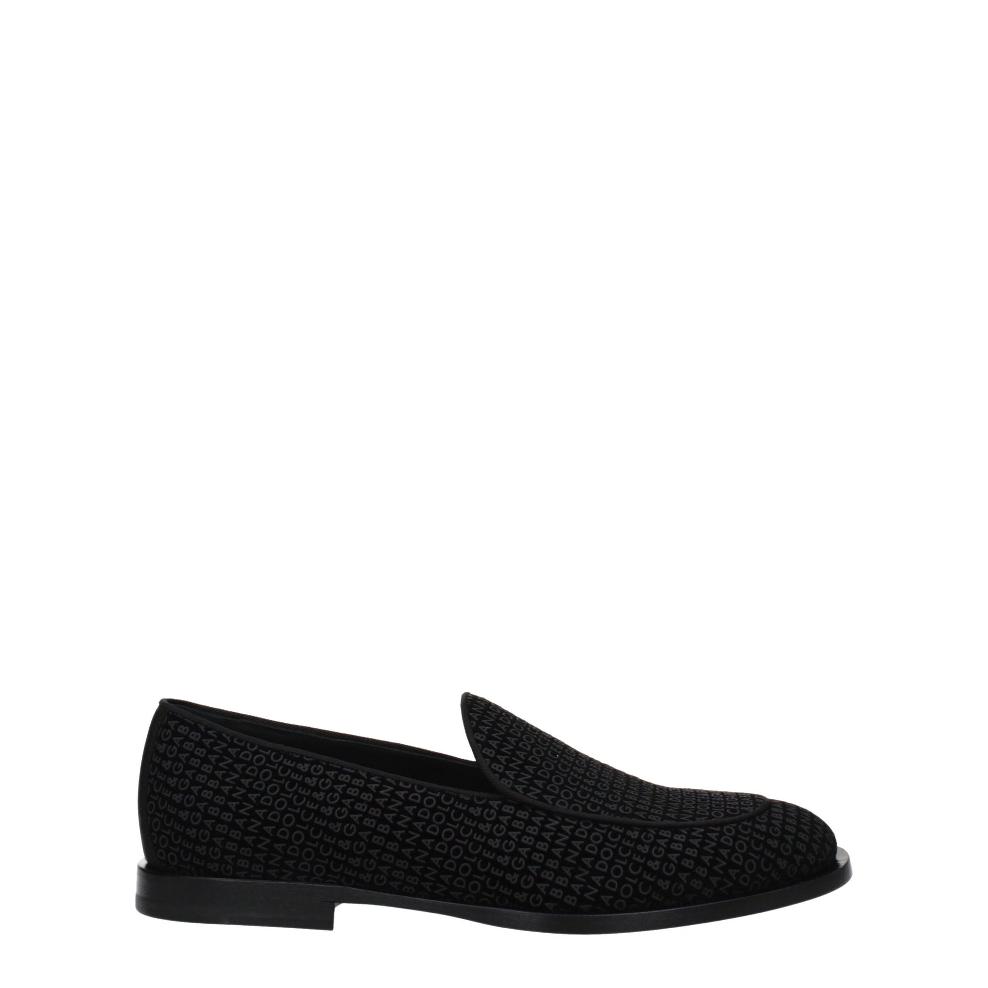 Dolce & Gabbana Black Velvet Slip-On Loafers