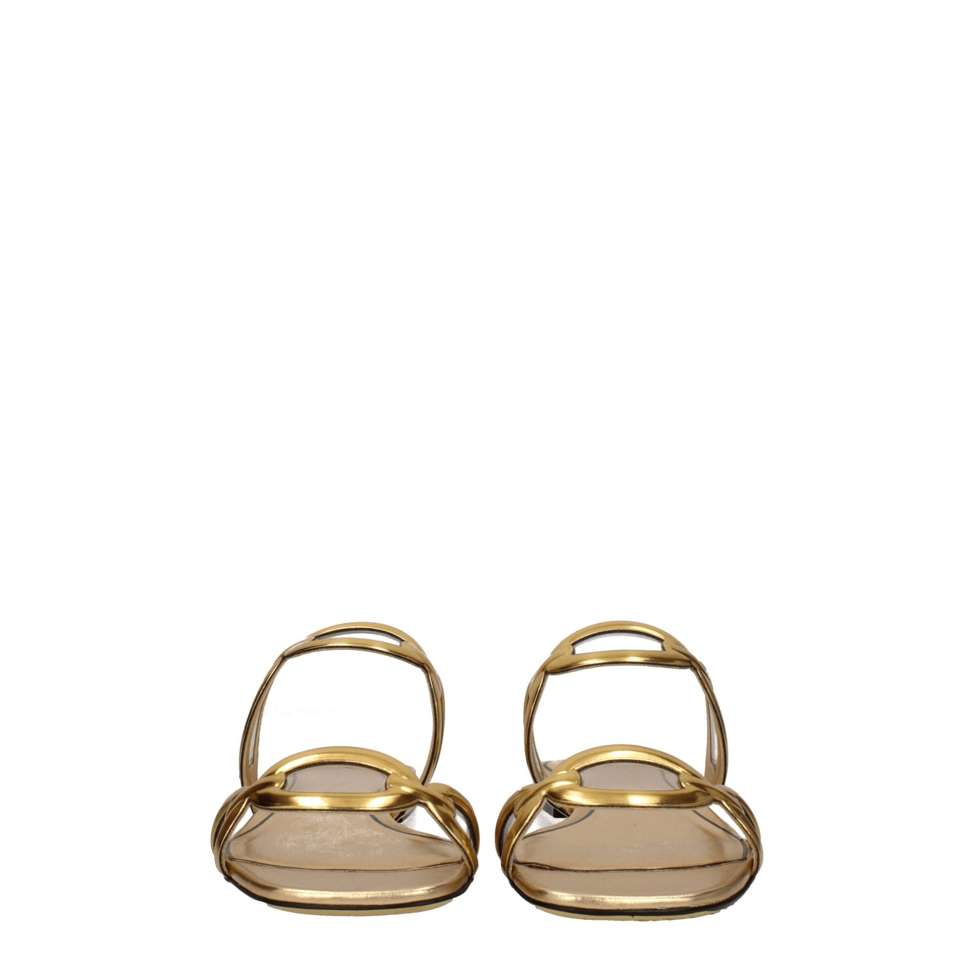 Valentino Garavani Gold Leather Slippers Sandals
