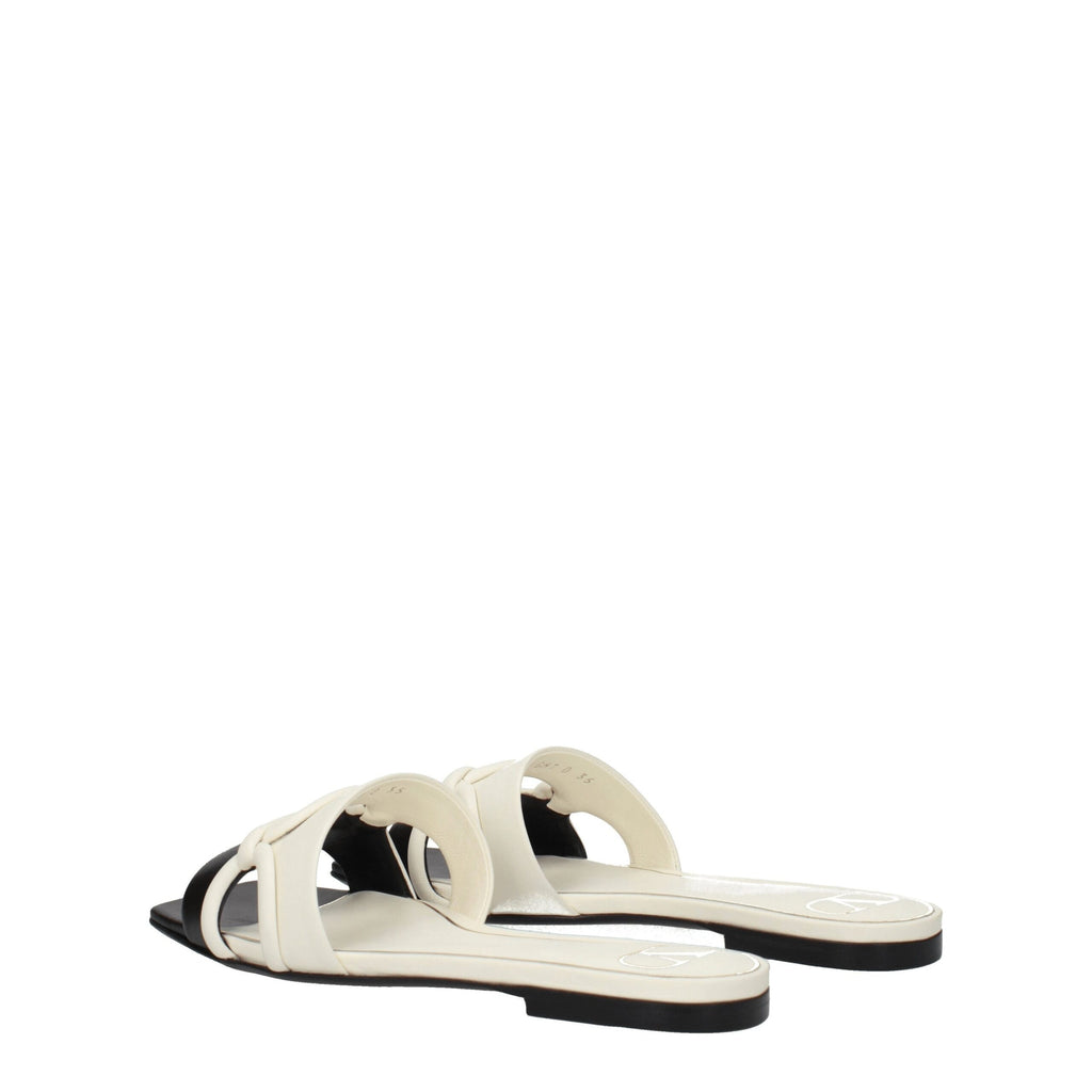 Valentino Garavani Black Leather Slippers Sandals
