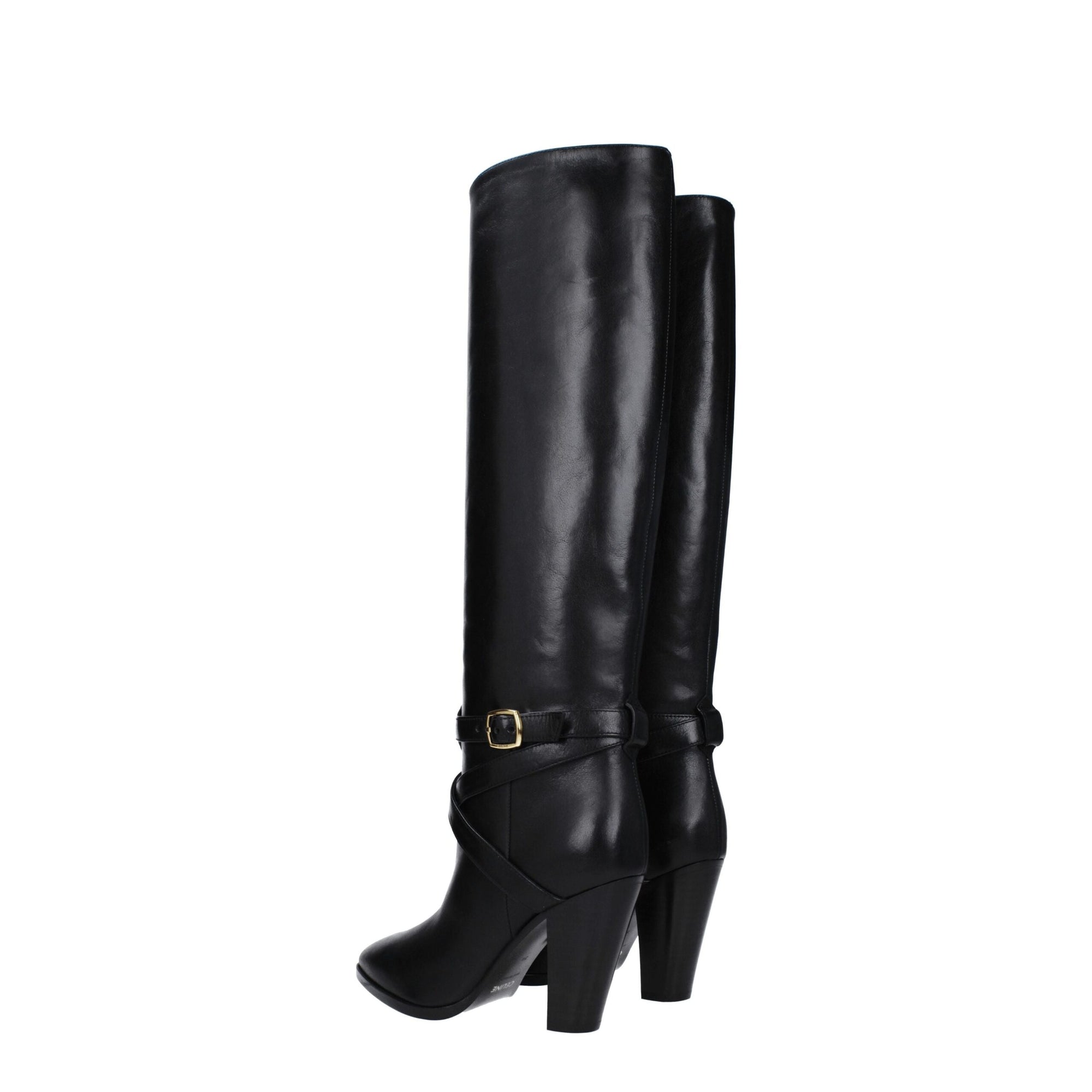 Celine Black Leather High Heel Boots