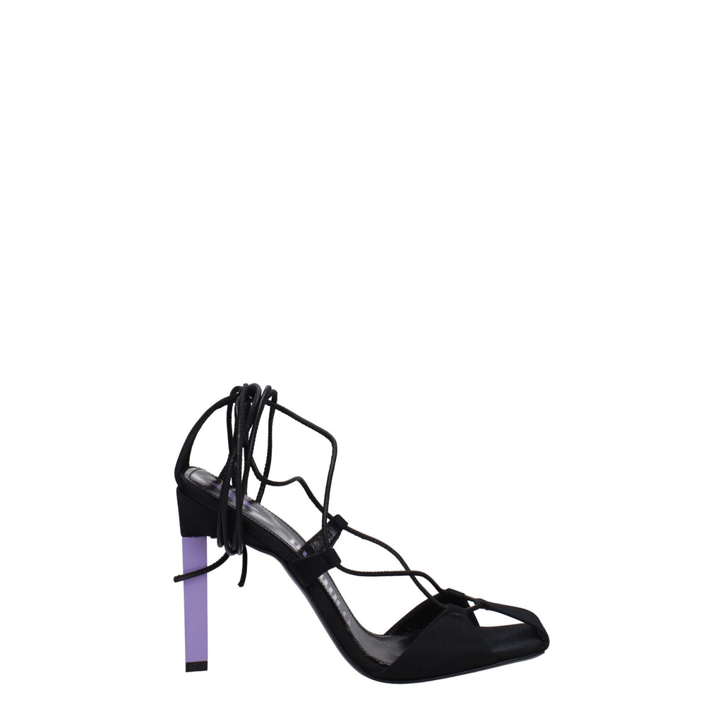 The Attico Black Fabric Stiletto Heels Sandals