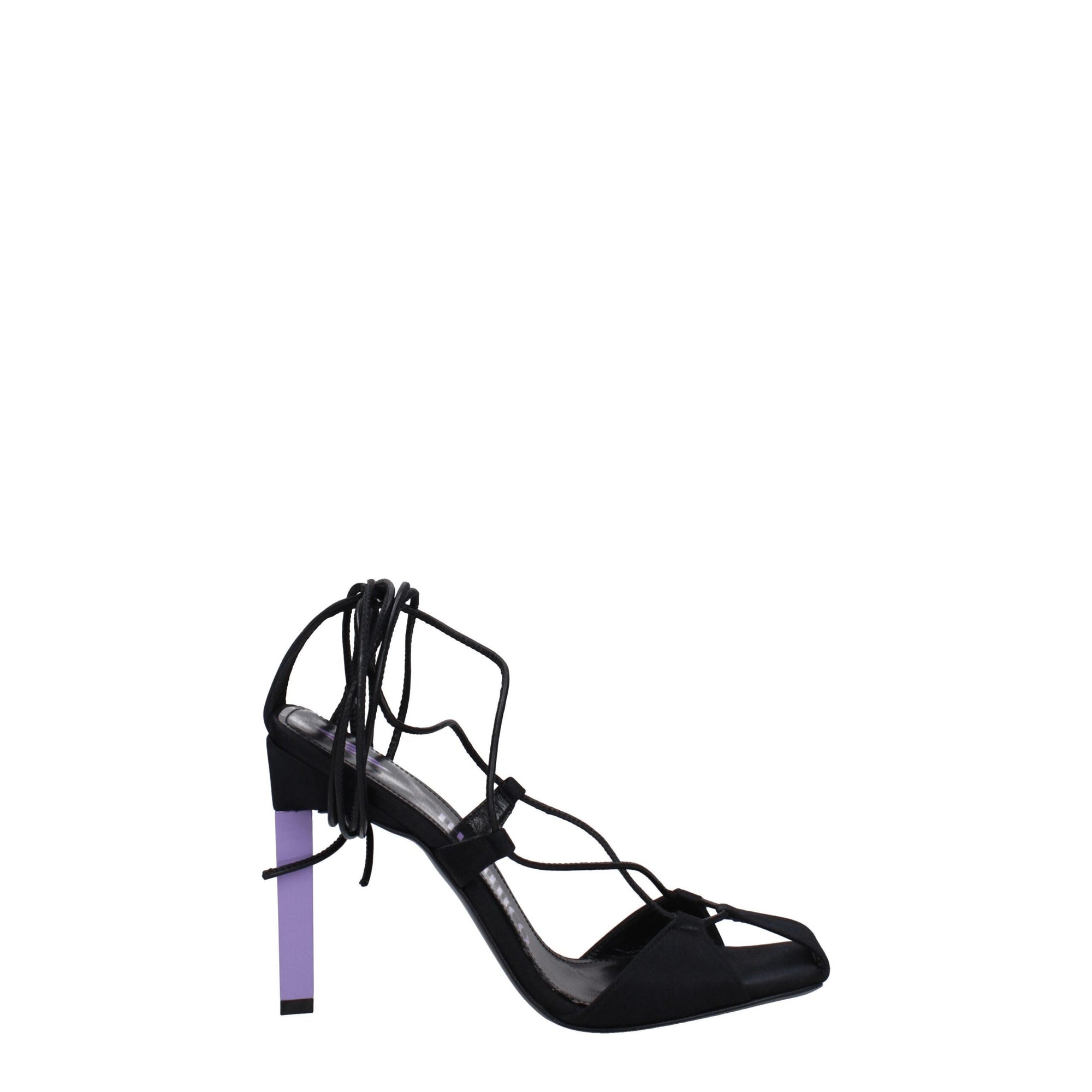 The Attico Black Fabric Stiletto Heels Sandals