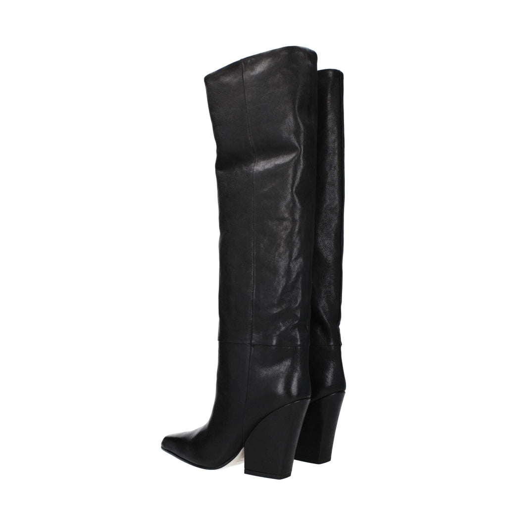 Paris Texas Black Leather High Heel Boots